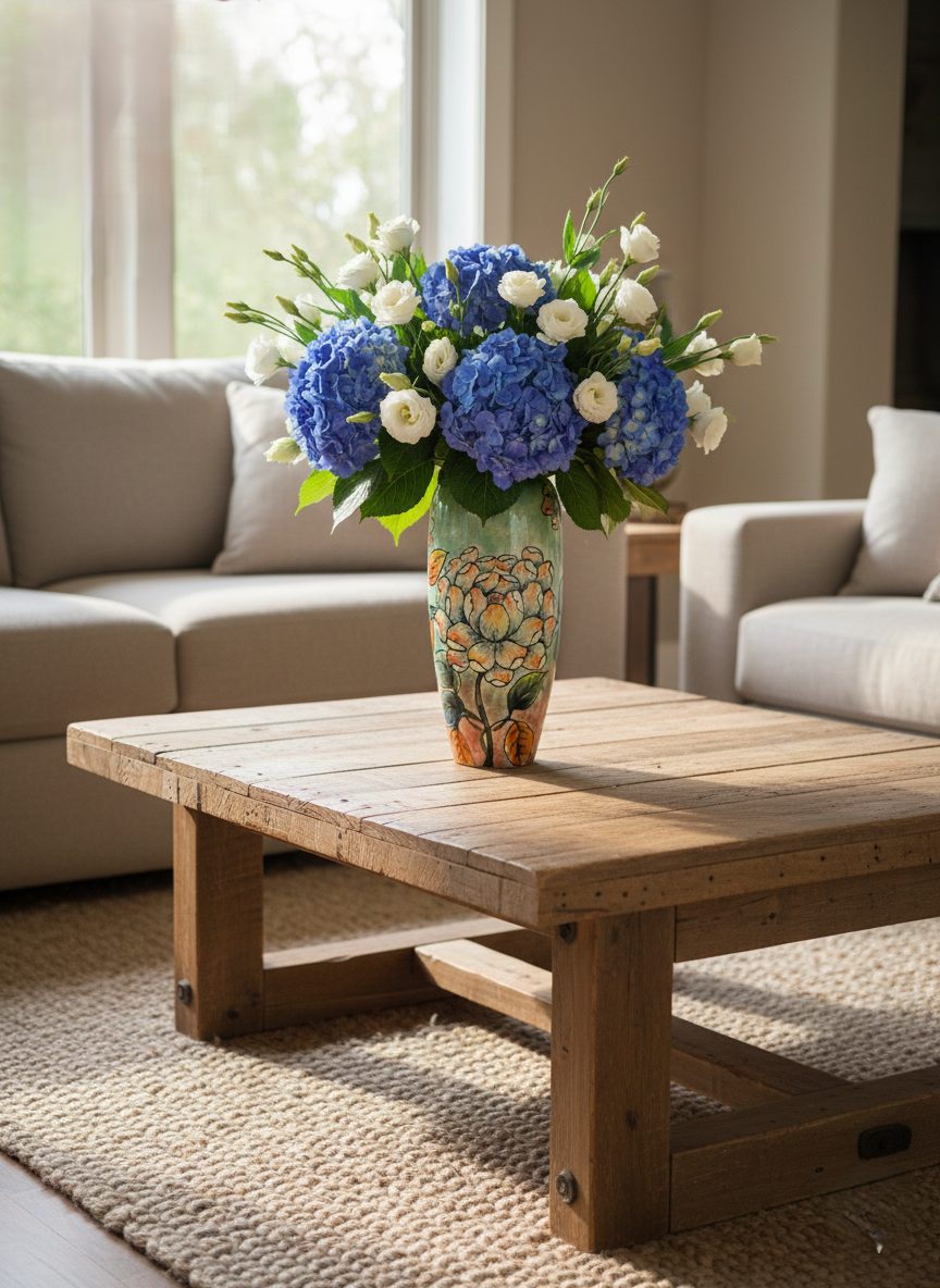 Handmade Mosaic Ceramic Vase – Flower Design  – 40 cm (15.7 in) – Home Décor – Heritage T&T Mosaic Collection – Bat Trang Vietnam