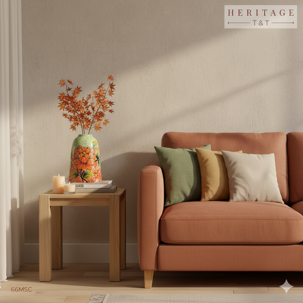 Handmade Mosaic Ceramic Vase – Flower Design  – 31.5 cm (12.4 in) – Home Décor – Heritage T&T Mosaic Collection – Bat Trang Vietnam