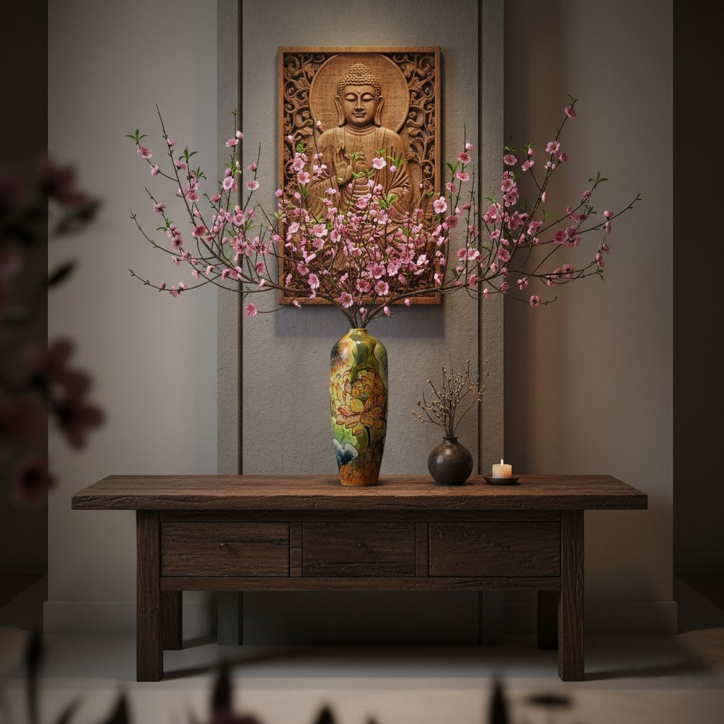 Handmade Mosaic Ceramic Vase – Lotus Design  – 40 cm (15.7 in) – Home Décor – Heritage T&T Mosaic Collection – Bat Trang Vietnam