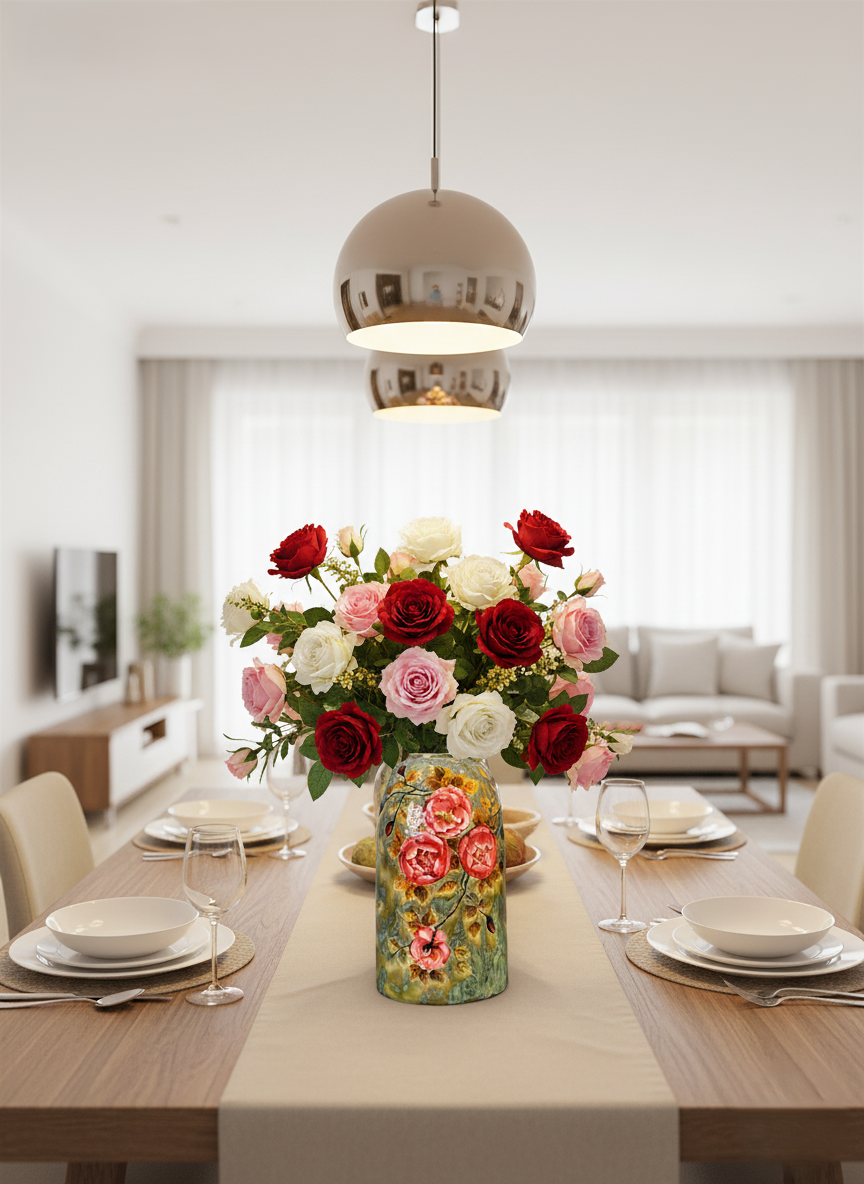 Handmade Mosaic Ceramic Vase – Artisan Design  – 40 cm (15.7 in) – Home Décor – Heritage T&T 3D Collection – Bat Trang Vietnam