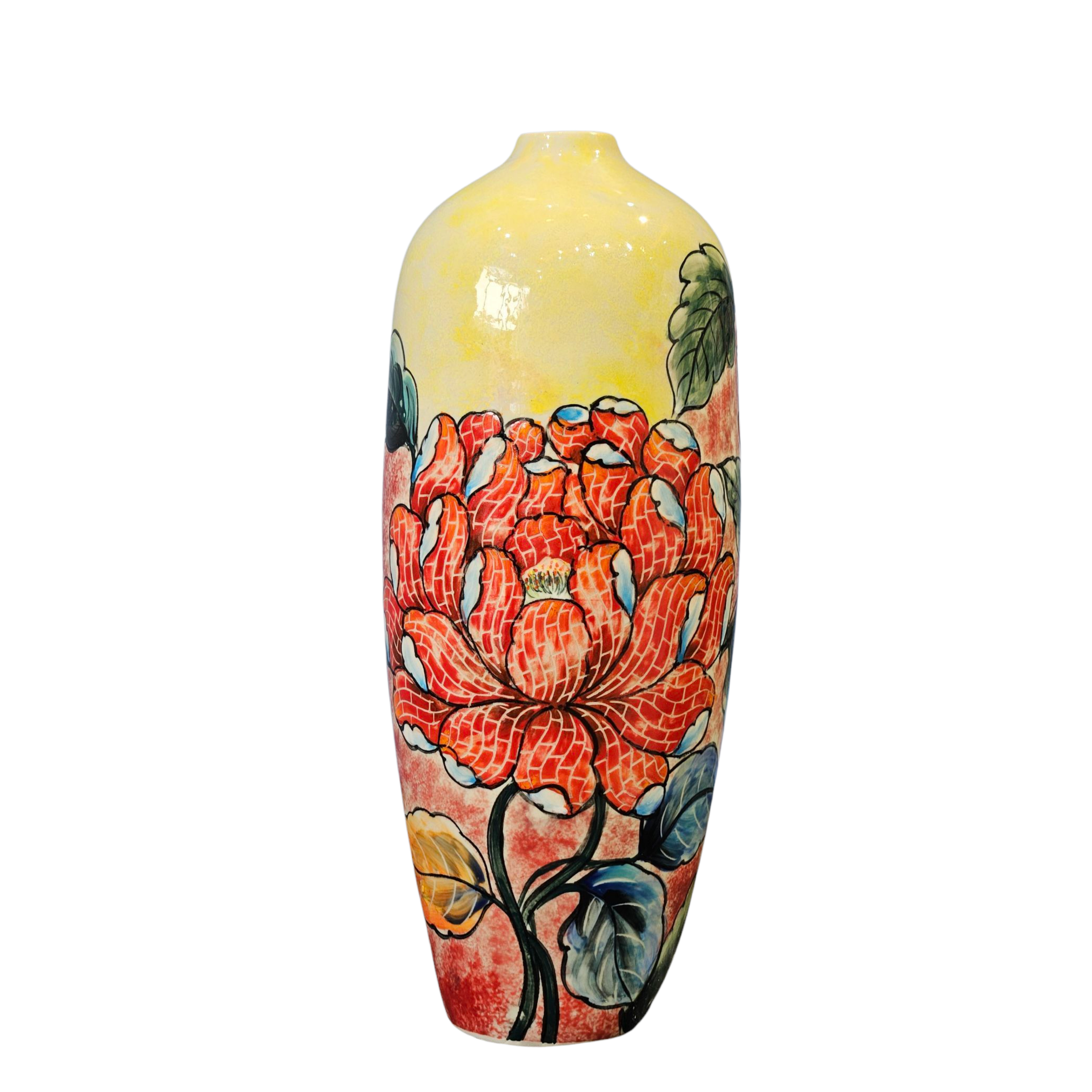 Handmade Mosaic Ceramic Vase – Flower Design  – 40 cm (15.7 in) – Home Décor – Heritage T&T Mosaic Collection – Bat Trang Vietnam