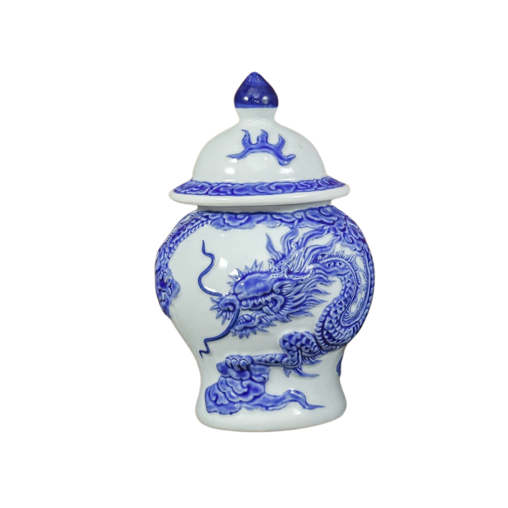 Heritage T&T Dragon Ritual Water Jar Altar Tâm An – Handcrafted Bat Trang Ceramics – 1 Pc