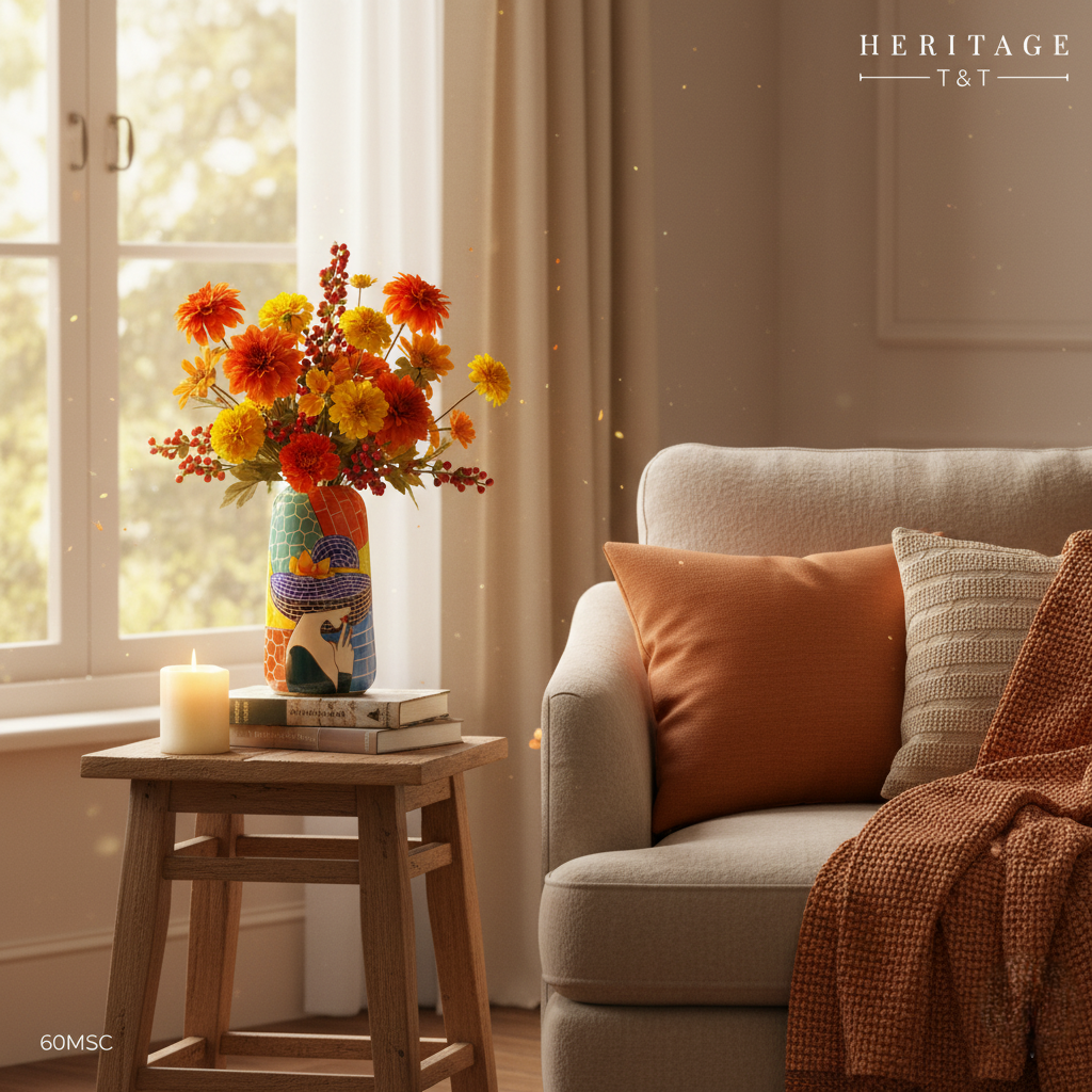 Handmade Mosaic Ceramic Vase – Lady Design  – 30 cm (11.8 in) – Home Décor – Heritage T&T Mosaic Collection – Bat Trang Vietnam