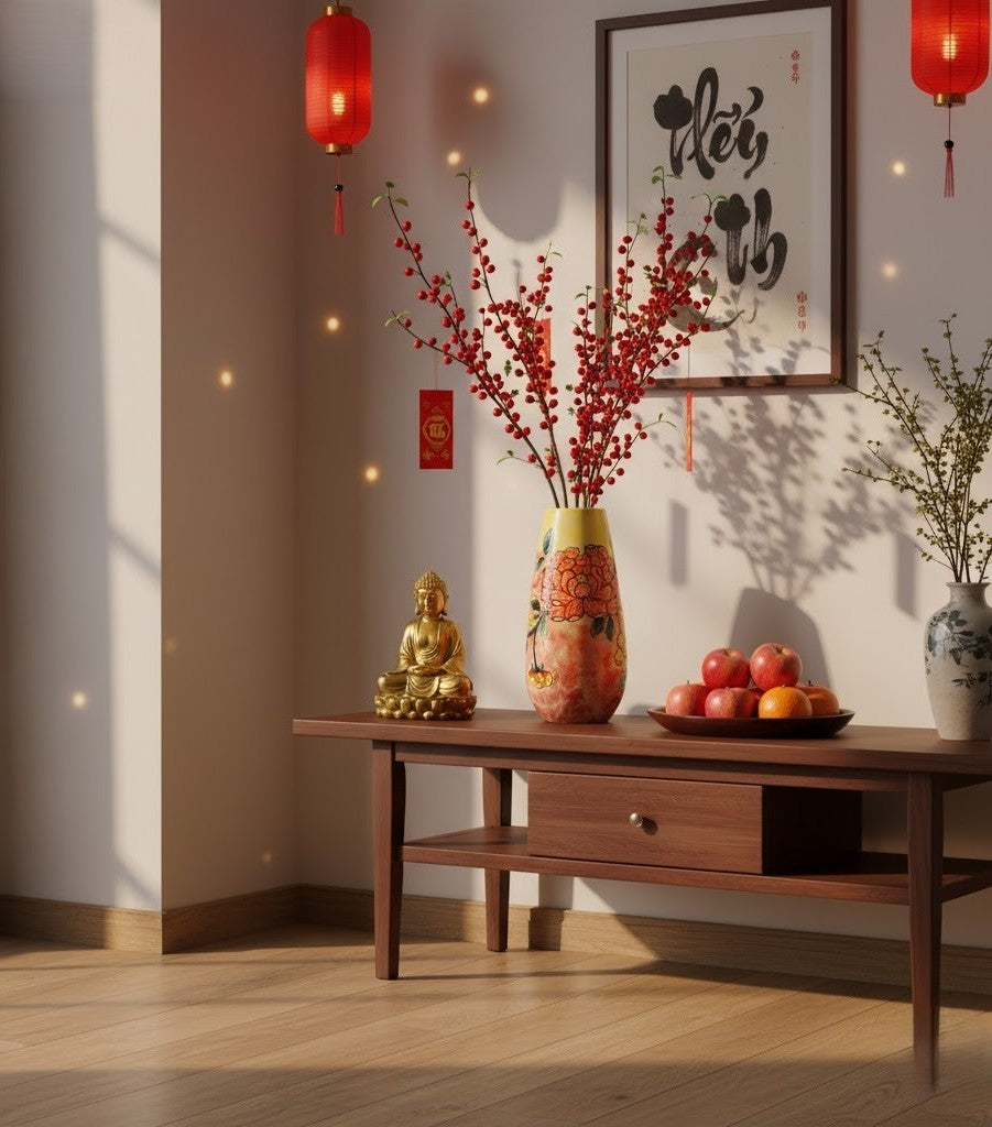 Handmade Mosaic Ceramic Vase – Flower Design  – 36.5 cm (14.4 in) – Home Décor – Heritage T&T Mosaic Collection – Bat Trang Vietnam