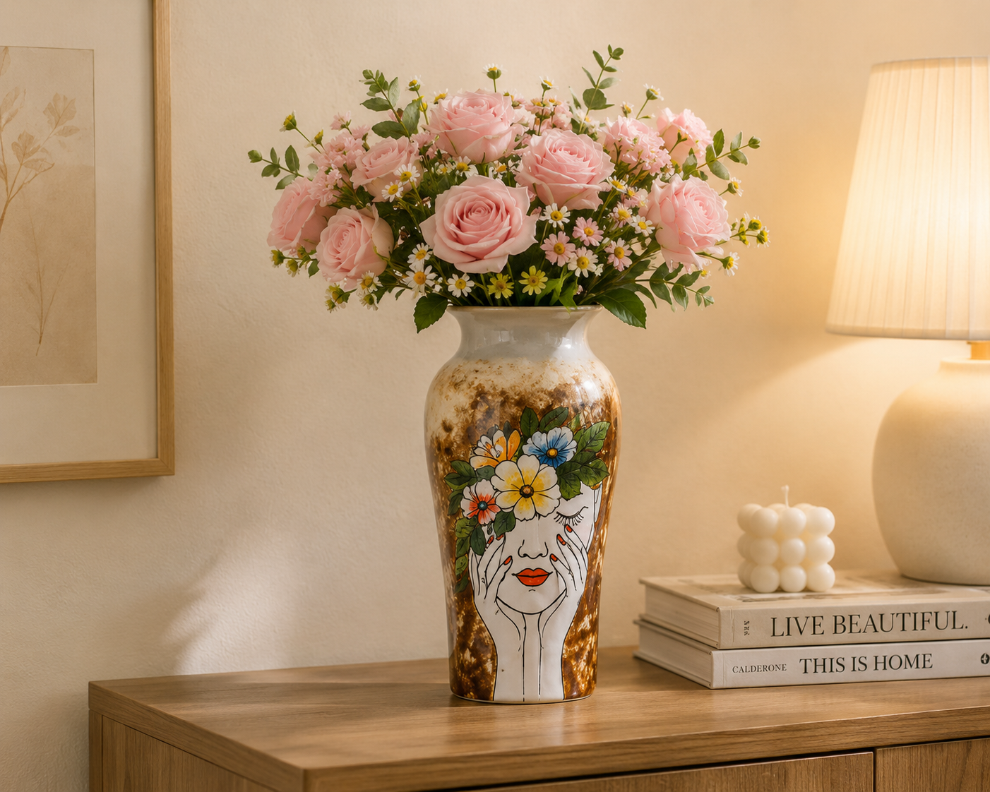 Handmade Mosaic Ceramic Vase – Lady Design  – 26 cm (10.2 in) – Home Décor – Heritage T&T Mosaic Collection – Bat Trang Vietnam