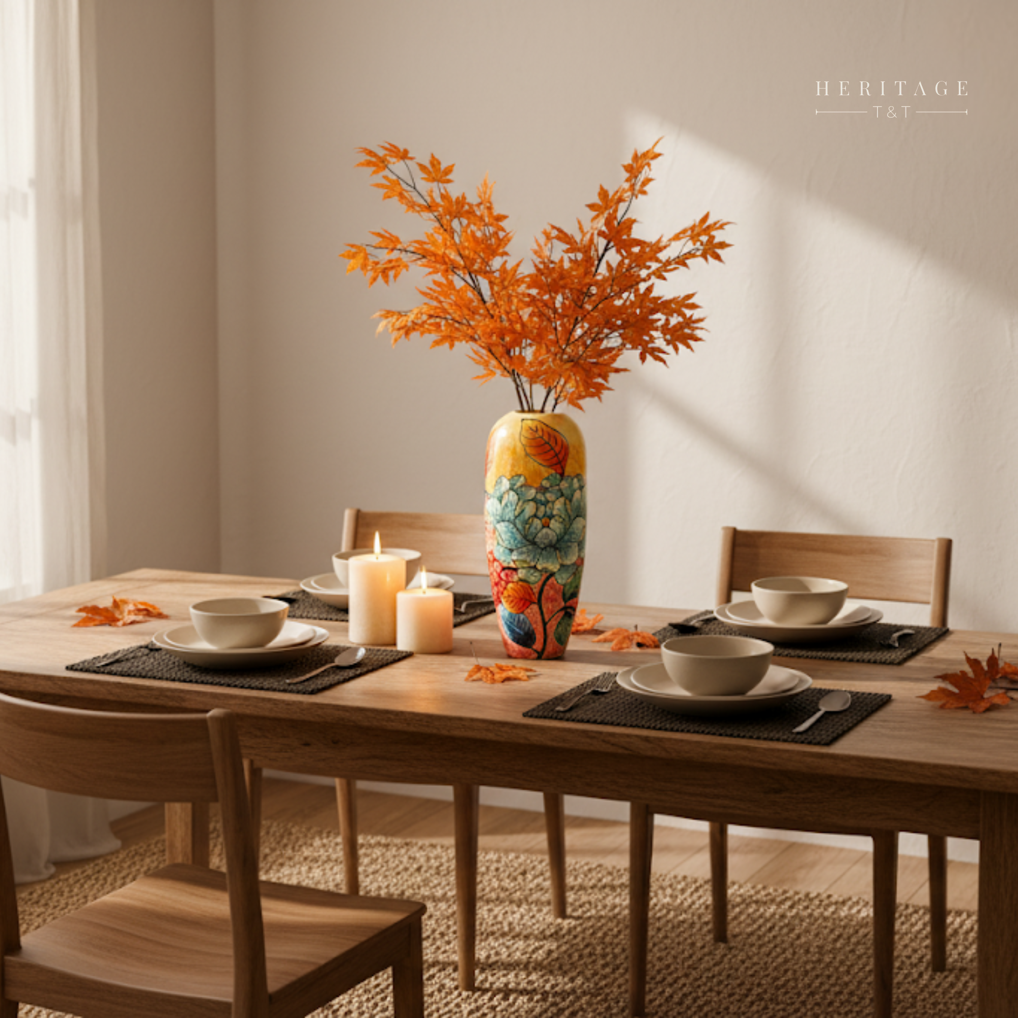 Handmade Mosaic Ceramic Vase – Flower Design  – 37 cm (14.6 in) – Home Décor – Heritage T&T Mosaic Collection – Bat Trang Vietnam