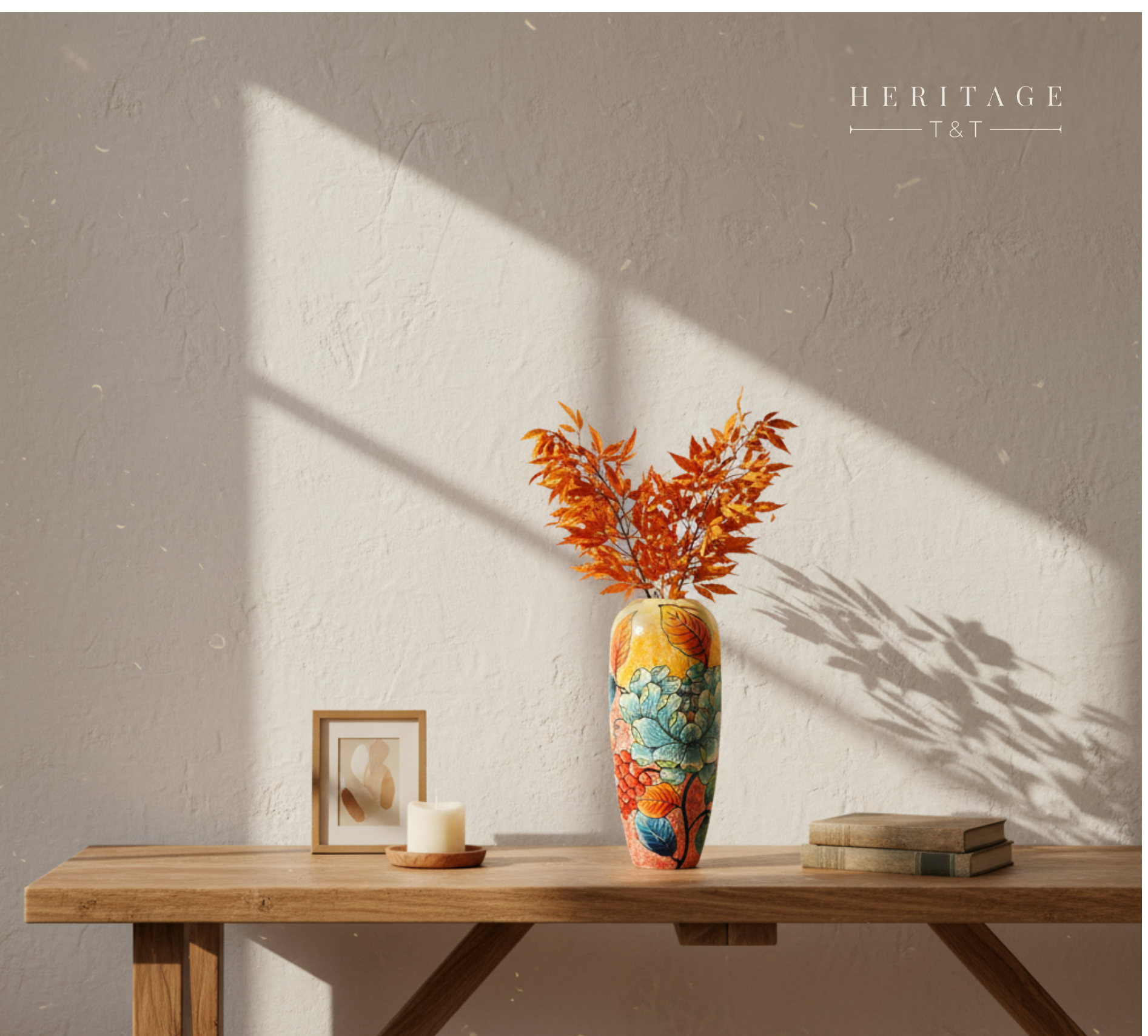 Handmade Mosaic Ceramic Vase – Flower Design  – 37 cm (14.6 in) – Home Décor – Heritage T&T Mosaic Collection – Bat Trang Vietnam