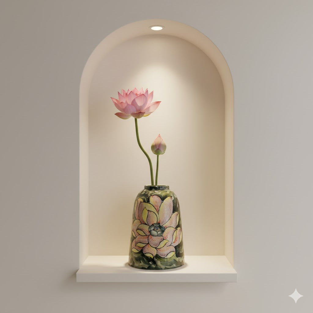 Handmade Mosaic Ceramic Vase – Lotus Design  – 31.5 cm (12.4 in) – Home Décor – Heritage T&T Mosaic Collection – Bat Trang Vietnam