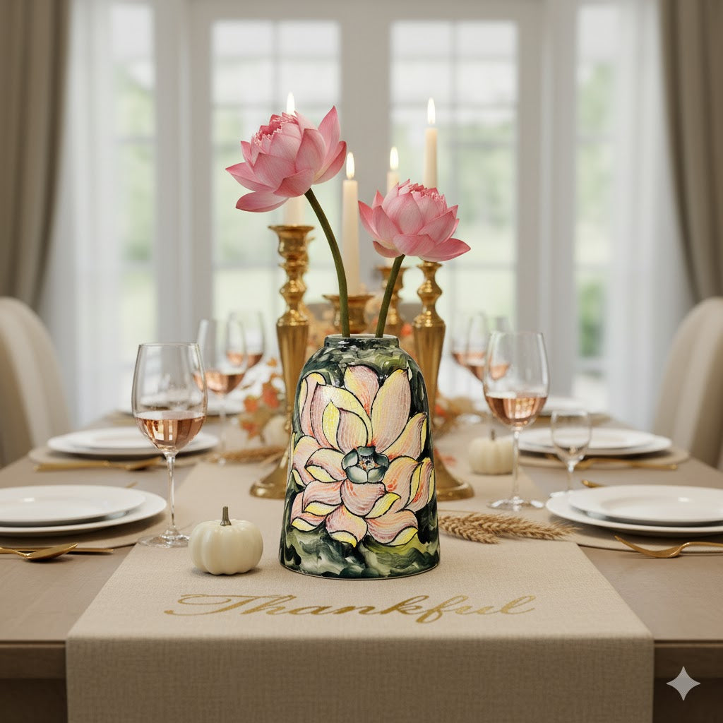 Handmade Mosaic Ceramic Vase – Lotus Design  – 31.5 cm (12.4 in) – Home Décor – Heritage T&T Mosaic Collection – Bat Trang Vietnam