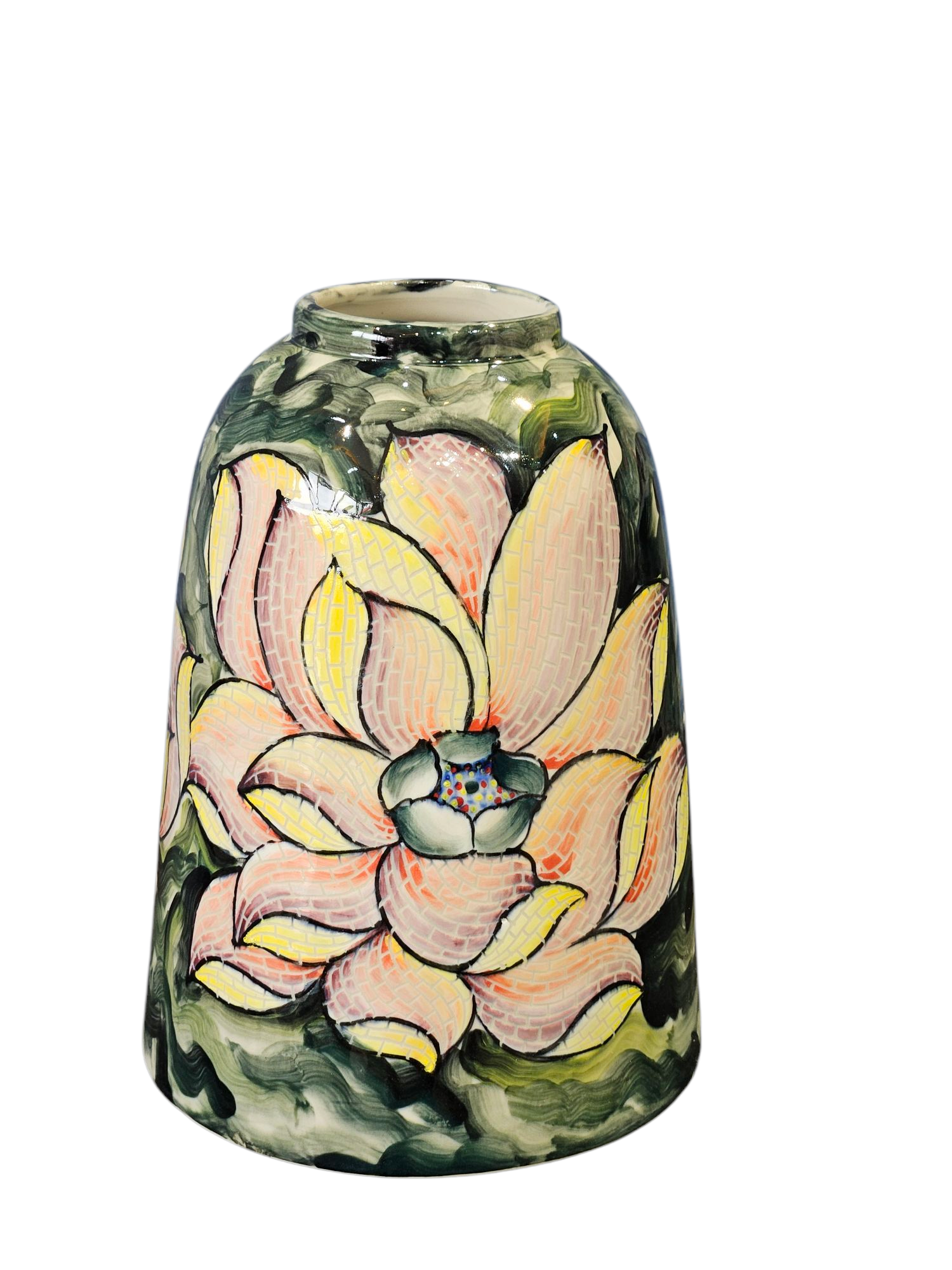 Handmade Mosaic Ceramic Vase – Lotus Design  – 31.5 cm (12.4 in) – Home Décor – Heritage T&T Mosaic Collection – Bat Trang Vietnam
