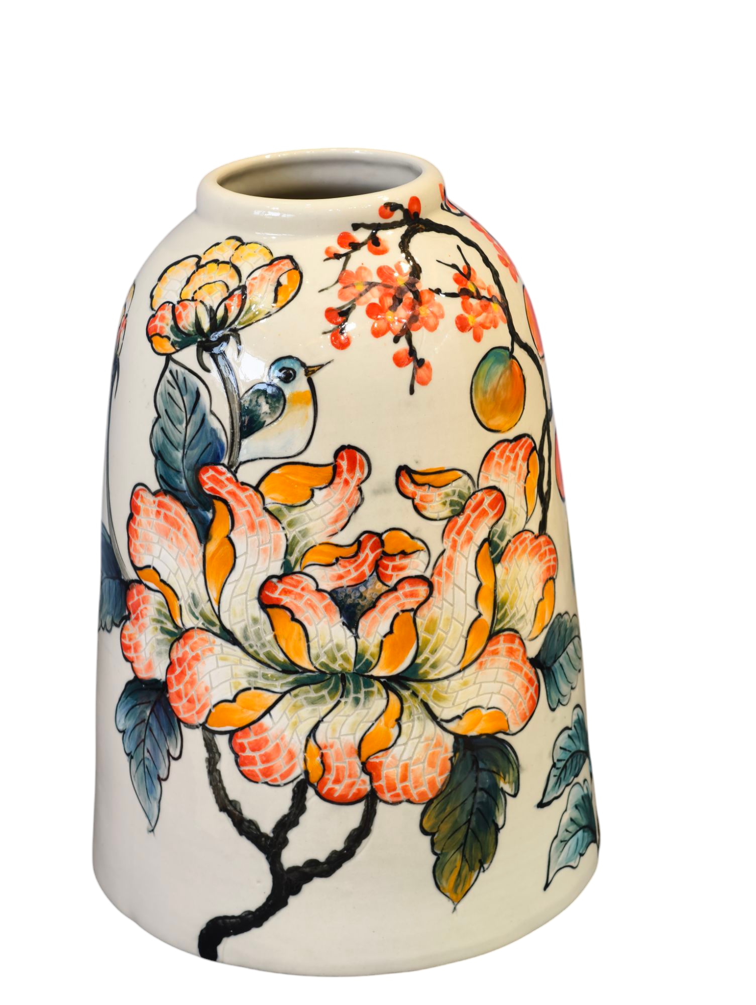 Handmade Mosaic Ceramic Vase – Flower Design  – 31.5 cm (12.4 in) – Home Décor – Heritage T&T Mosaic Collection – Bat Trang Vietnam