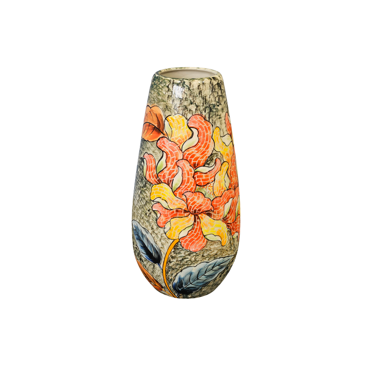 Handmade Mosaic Ceramic Vase – Flower Design  – 36.5 cm (14.4 in) – Home Décor – Heritage T&T Mosaic Collection – Bat Trang Vietnam