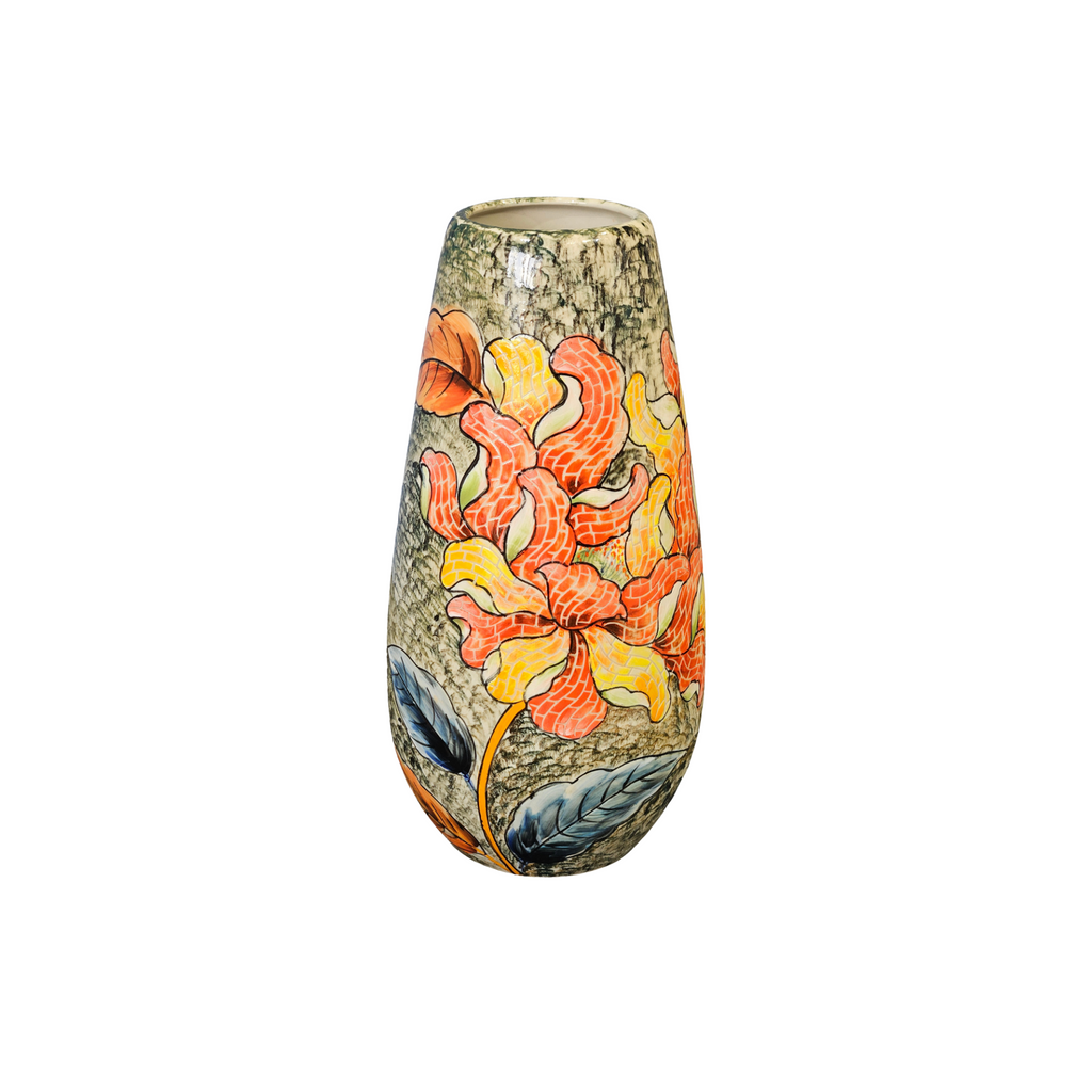 Handmade Mosaic Ceramic Vase – Flower Design  – 36.5 cm (14.4 in) – Home Décor – Heritage T&T Mosaic Collection – Bat Trang Vietnam