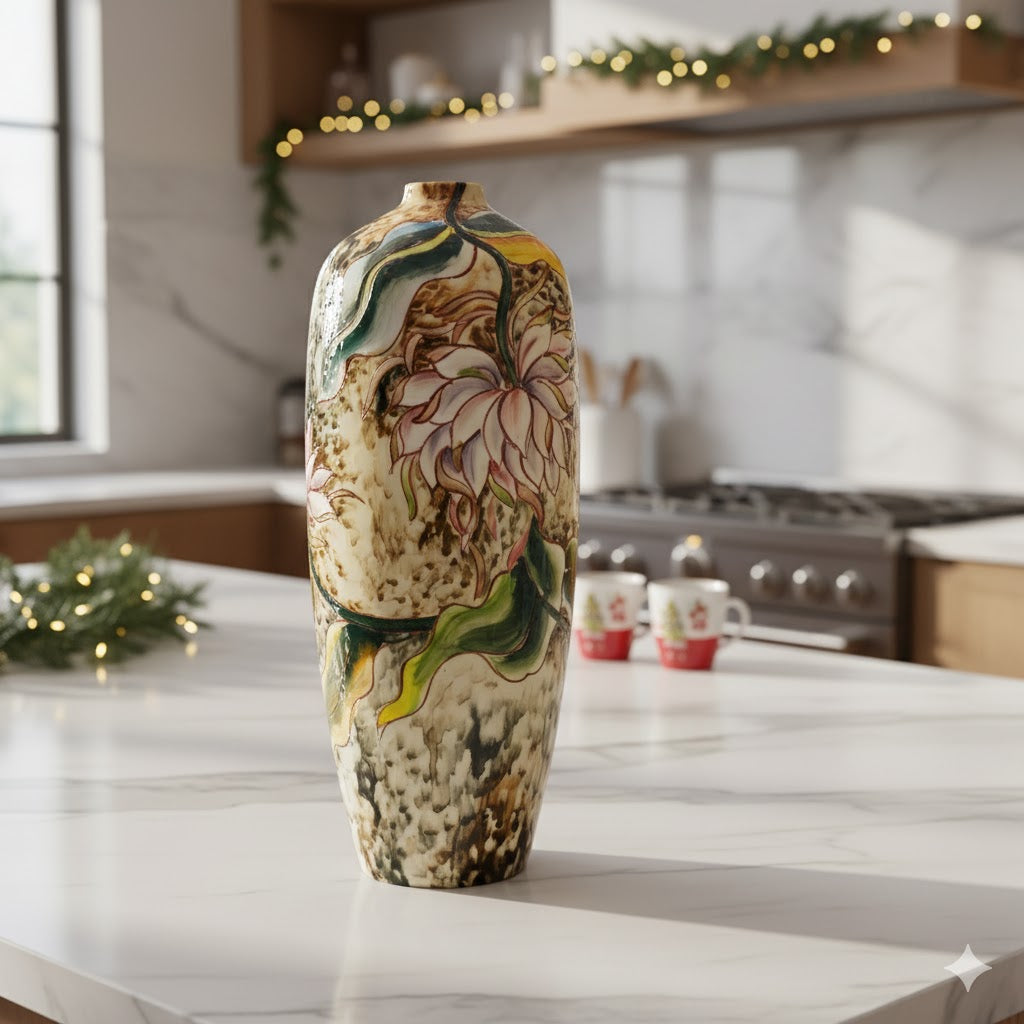 Handmade Mosaic Ceramic Vase – Artisan Design  – 40 cm (15.7 in) – Home Décor – Heritage T&T 3D Collection – Bat Trang Vietnam