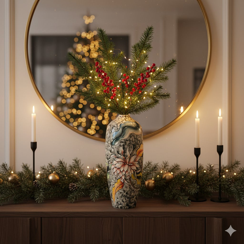 Handmade Mosaic Ceramic Vase – Artisan Design  – 40 cm (15.7 in) – Home Décor – Heritage T&T 3D Collection – Bat Trang Vietnam