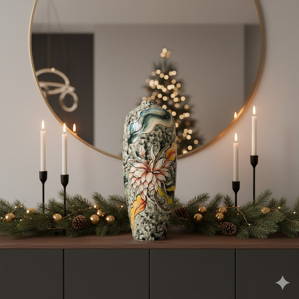 Handmade Mosaic Ceramic Vase – Artisan Design  – 40 cm (15.7 in) – Home Décor – Heritage T&T 3D Collection – Bat Trang Vietnam