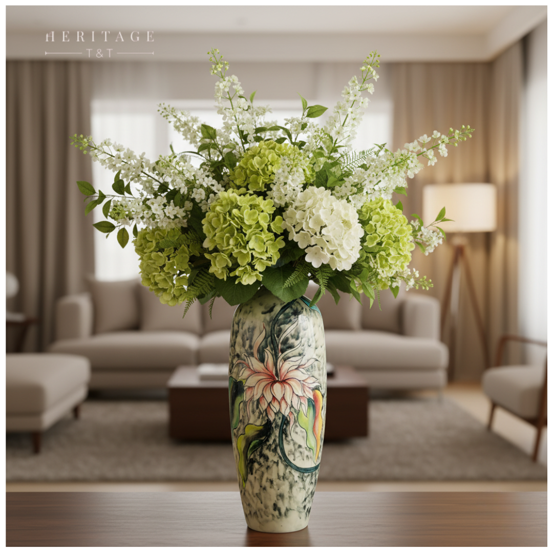 Handmade Mosaic Ceramic Vase – Artisan Design  – 40 cm (15.7 in) – Home Décor – Heritage T&T 3D Collection – Bat Trang Vietnam