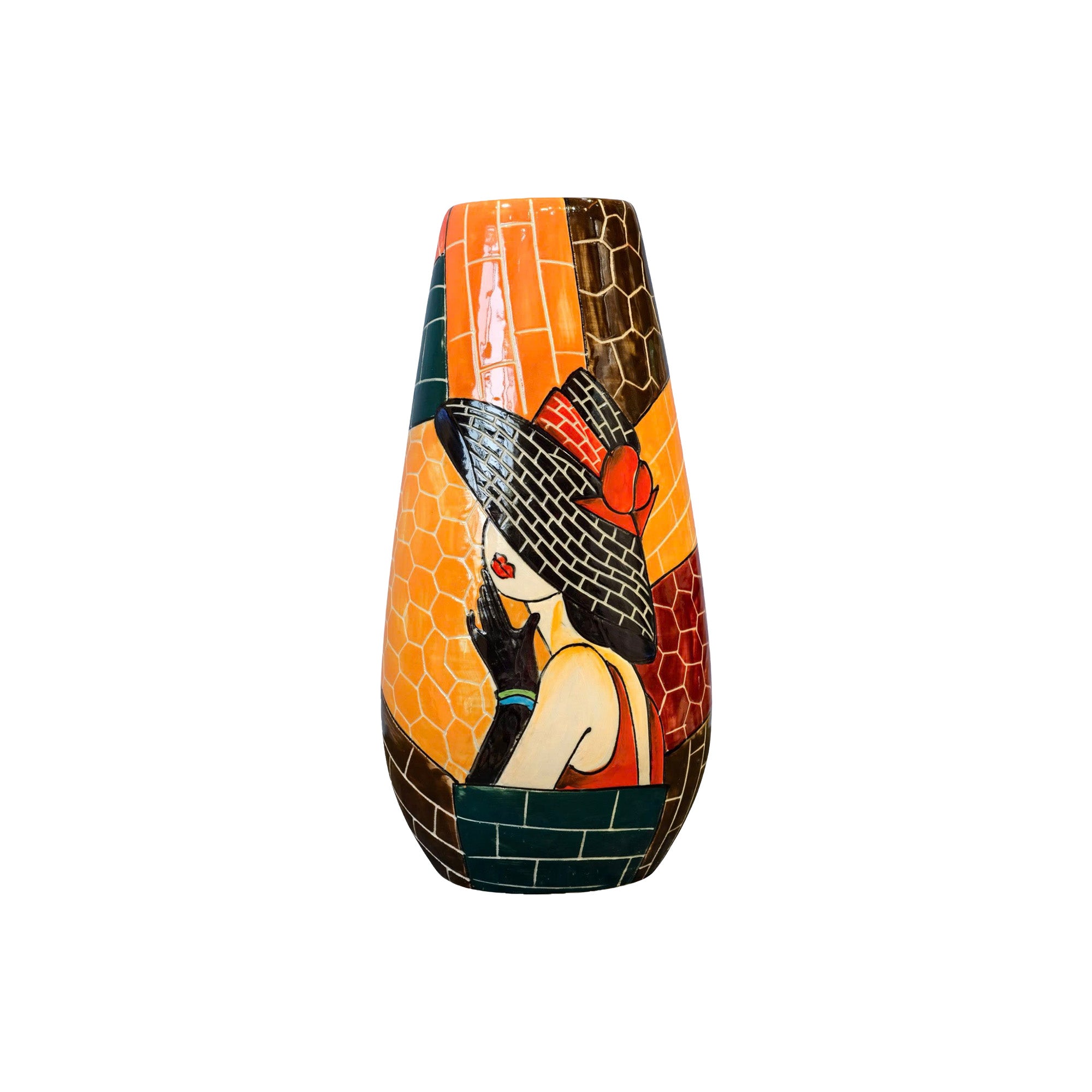 Handmade Mosaic Ceramic Vase – Lady Design  – 36.5 cm (14.4 in) – Home Décor – Heritage T&T Mosaic Collection – Bat Trang Vietnam