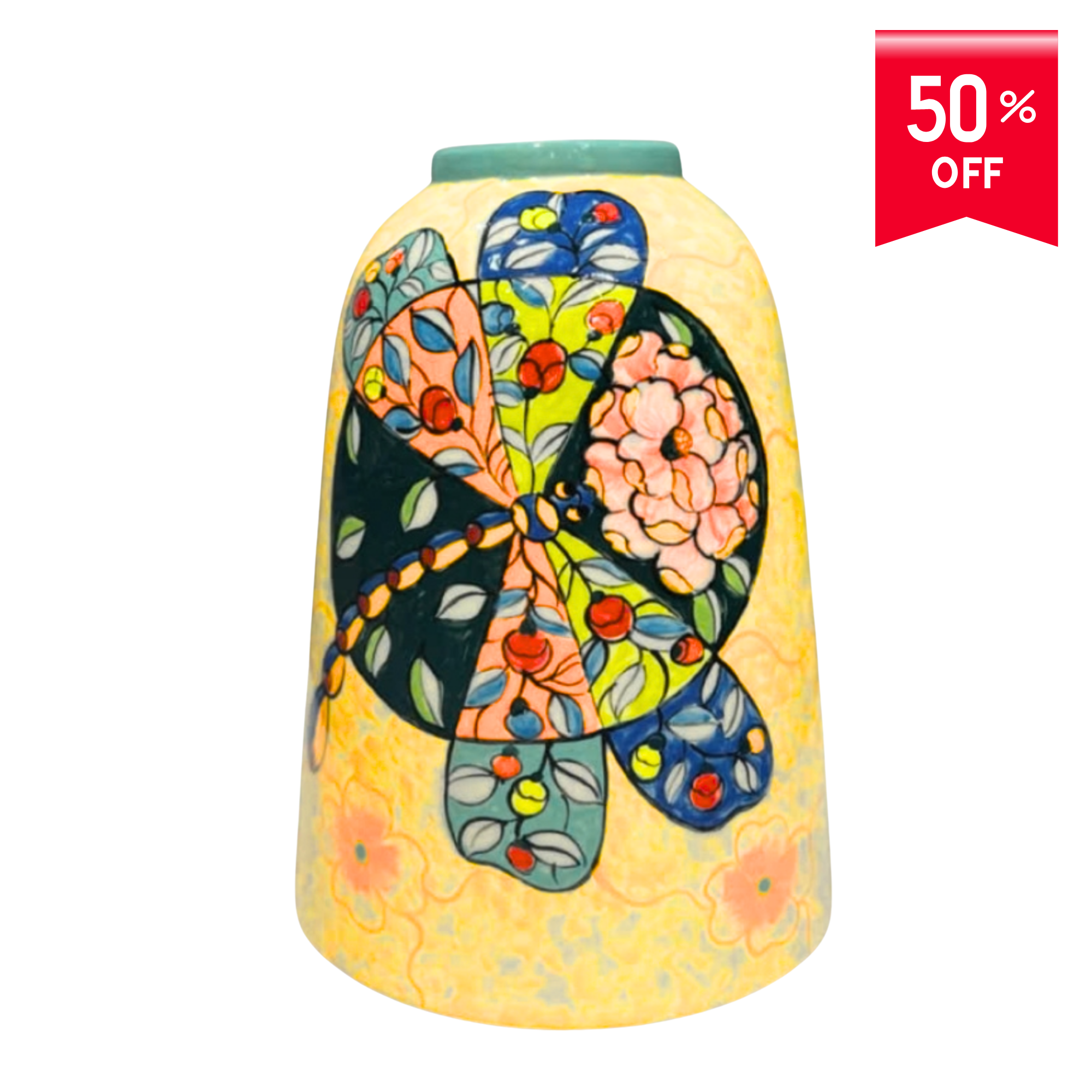 Handmade Mosaic Ceramic Vase – Dragonfly Design  – 31.5 cm (12.4 in) – Home Décor – Heritage T&T Mosaic Collection – Bat Trang Vietnam