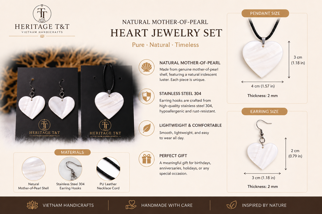 Natural Shell Statement Necklace Earrings Set – Abalone  Mother of Pearl – Heritage TT