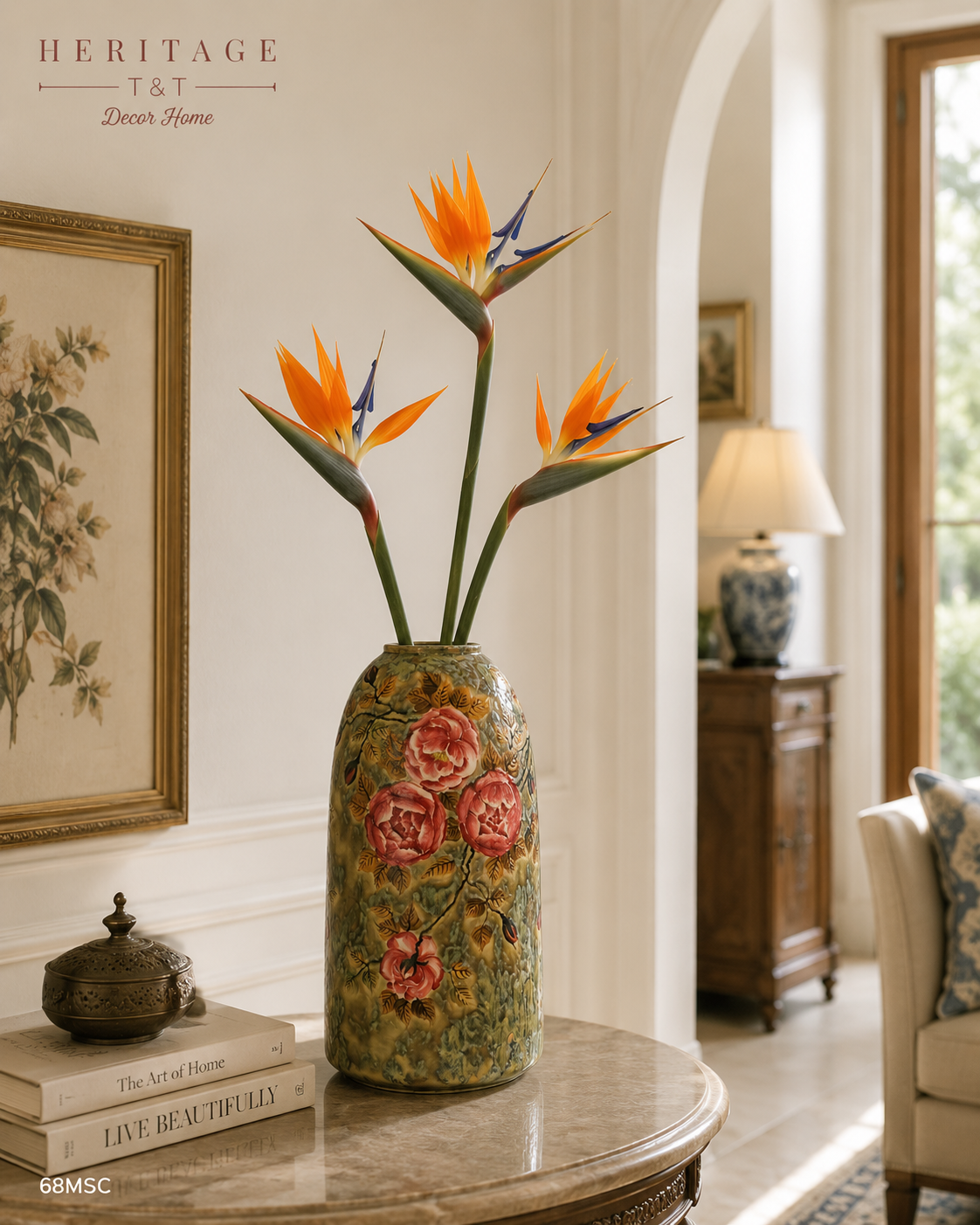 Handmade Mosaic Ceramic Vase – Artisan Design  – 40 cm (15.7 in) – Home Décor – Heritage T&T 3D Collection – Bat Trang Vietnam
