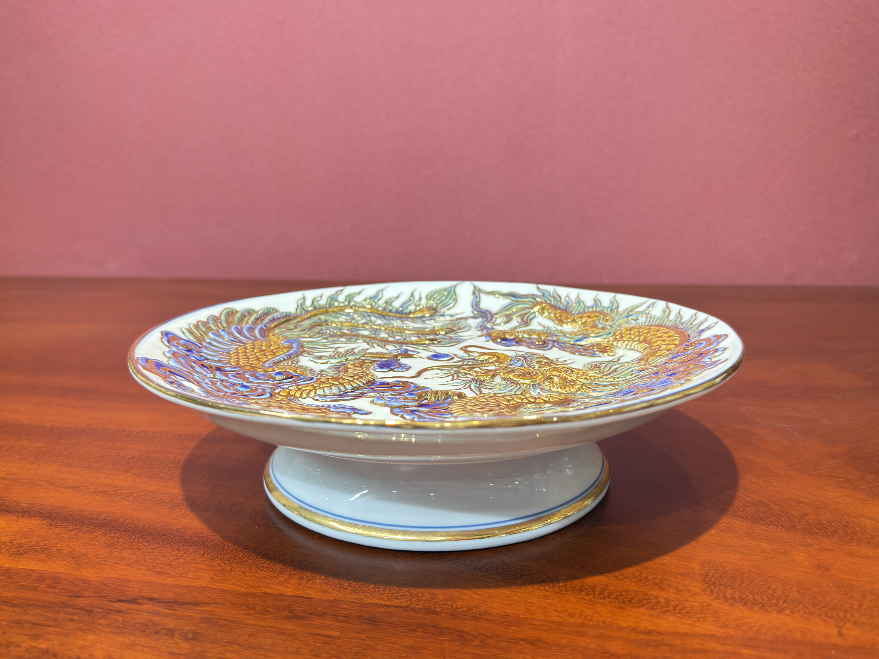 Heritage T&T Pedestal Offering Plate Altar Tâm An – 1 Pc – Bat Trang Handmade Vietnam