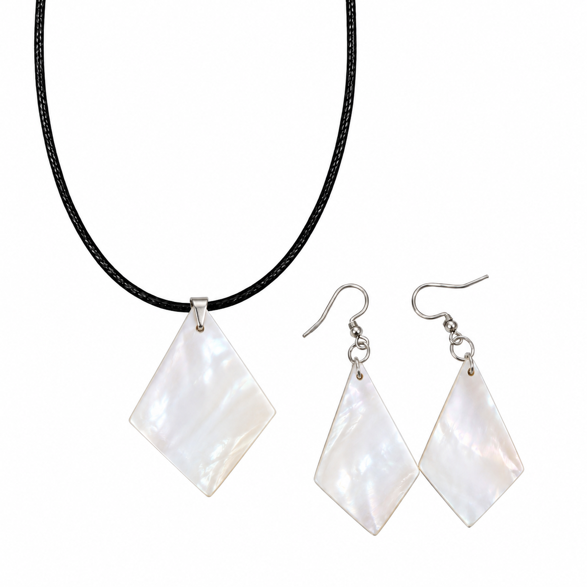 Abalone Necklace & Earrings Set, Mother of Pearl Jewelry, Bridesmaid Jewelry, Natural Shell Statement Set