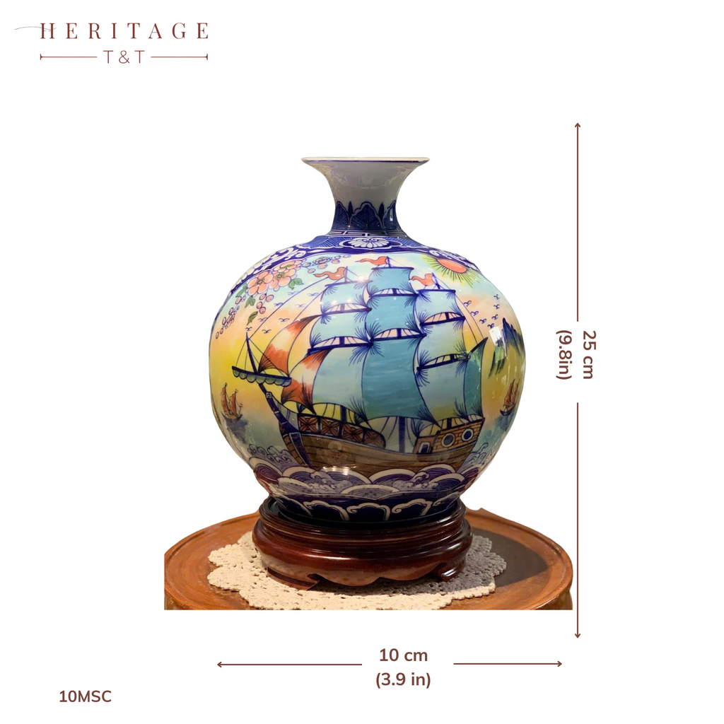 Handmade Ceramic Vase – Tai Loc Design  – 25 cm (9.8 in) – Home Décor – Heritage T&T – Bat Trang Vietnam