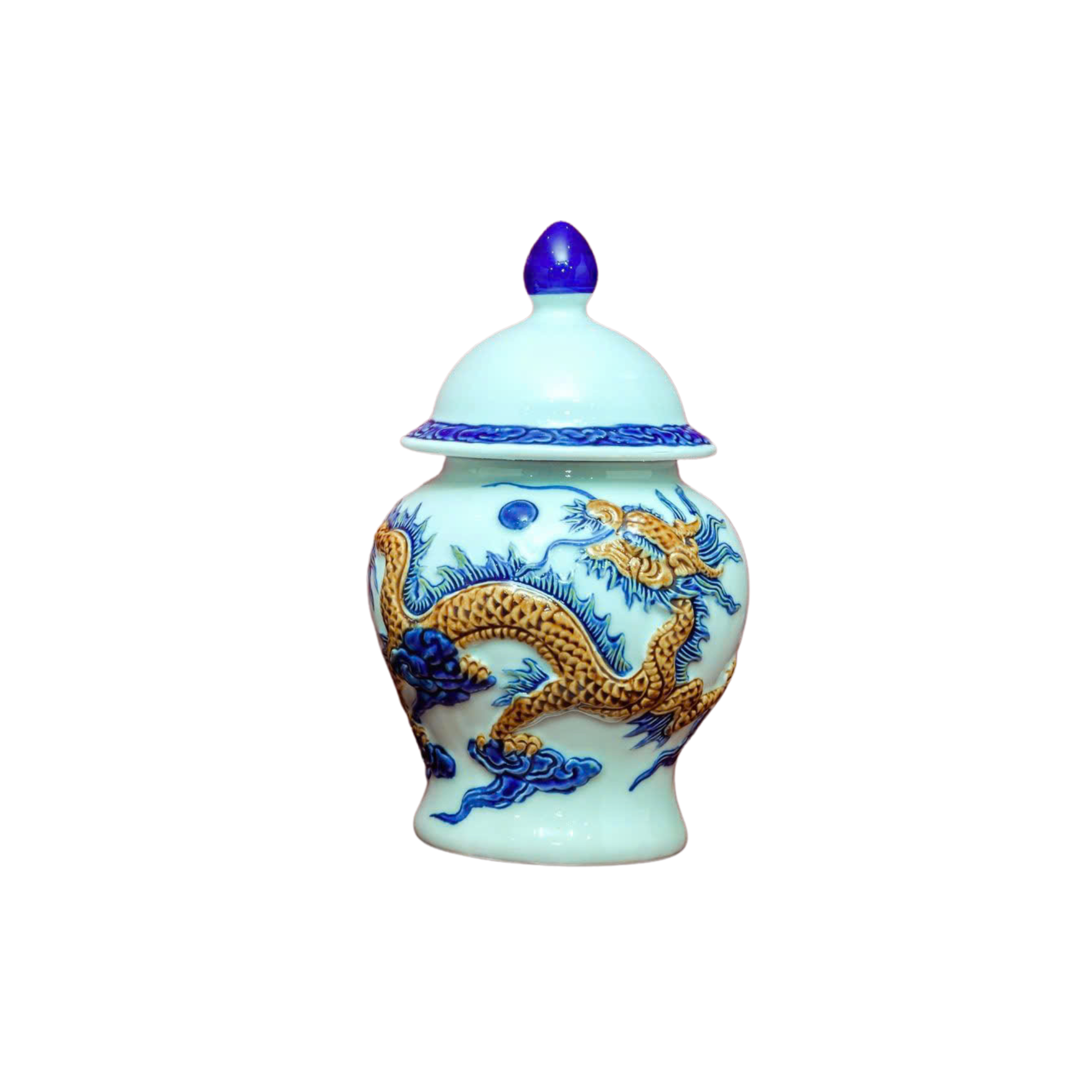 Heritage T&T Dragon Ritual Water Jar Altar Tâm An – Handcrafted Bat Trang Ceramics – 1 Pc