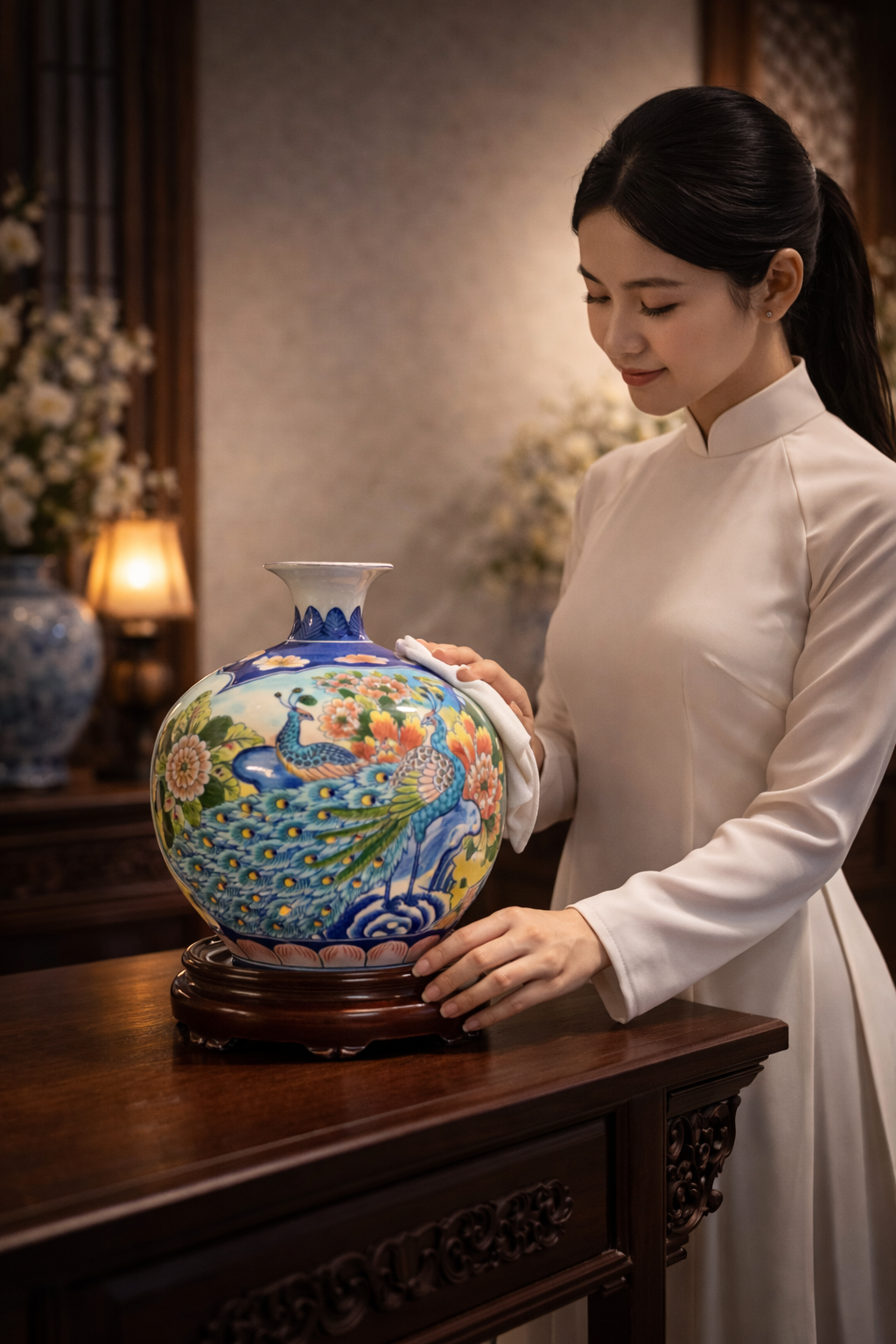 Handmade Ceramic Vase – Tai Loc Design  – 25 cm (9.8 in) – Home Décor – Heritage T&T  – Bat Trang Vietnam