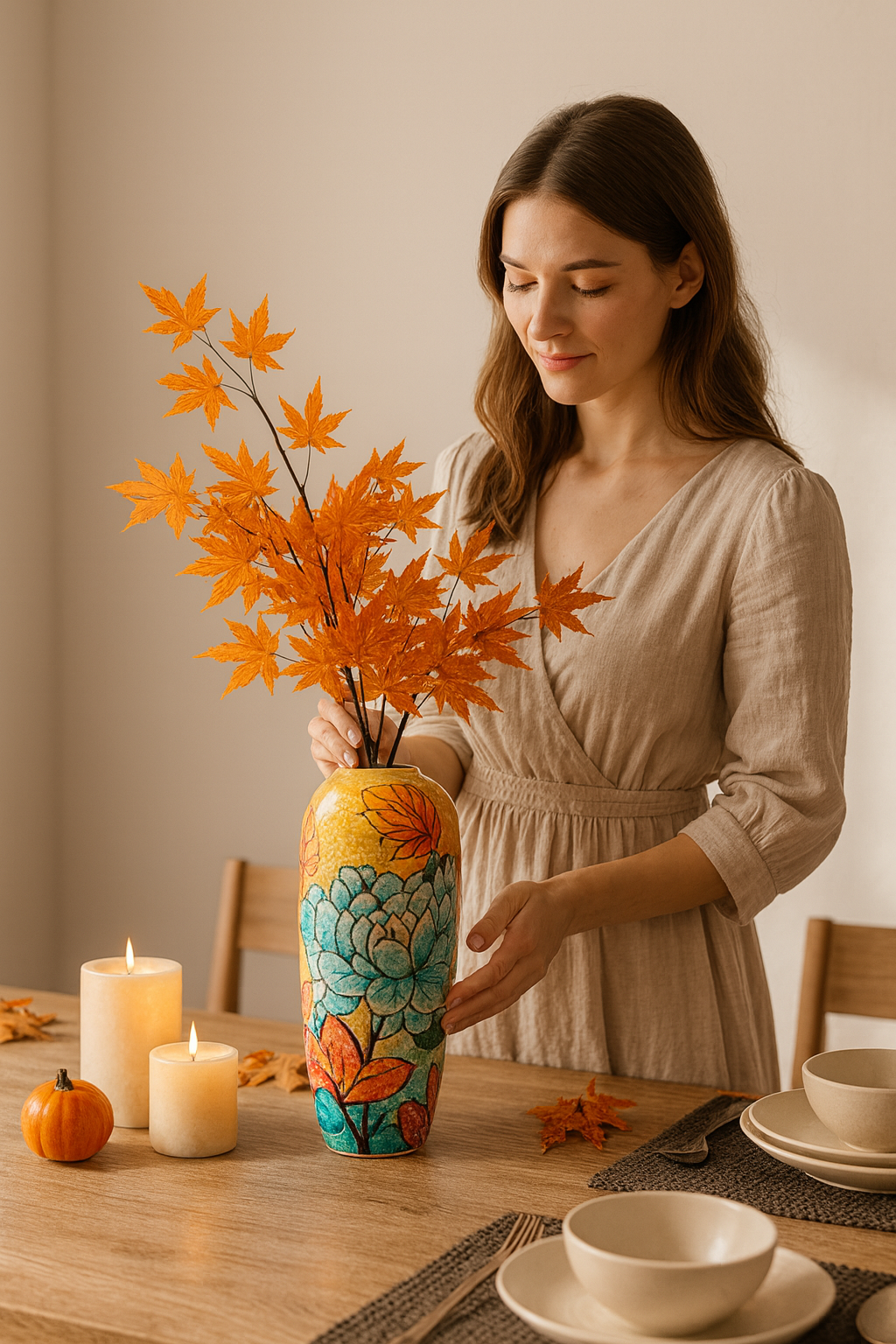 Handmade Mosaic Ceramic Vase – Flower Design  – 37 cm (14.6 in) – Home Décor – Heritage T&T Mosaic Collection – Bat Trang Vietnam