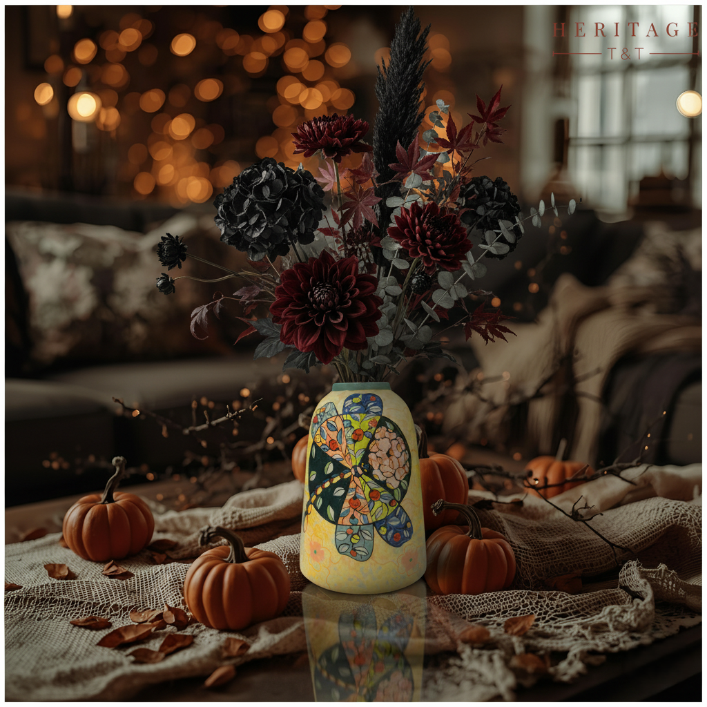 Handmade Mosaic Ceramic Vase – Dragonfly Design  – 31.5 cm (12.4 in) – Home Décor – Heritage T&T Mosaic Collection – Bat Trang Vietnam