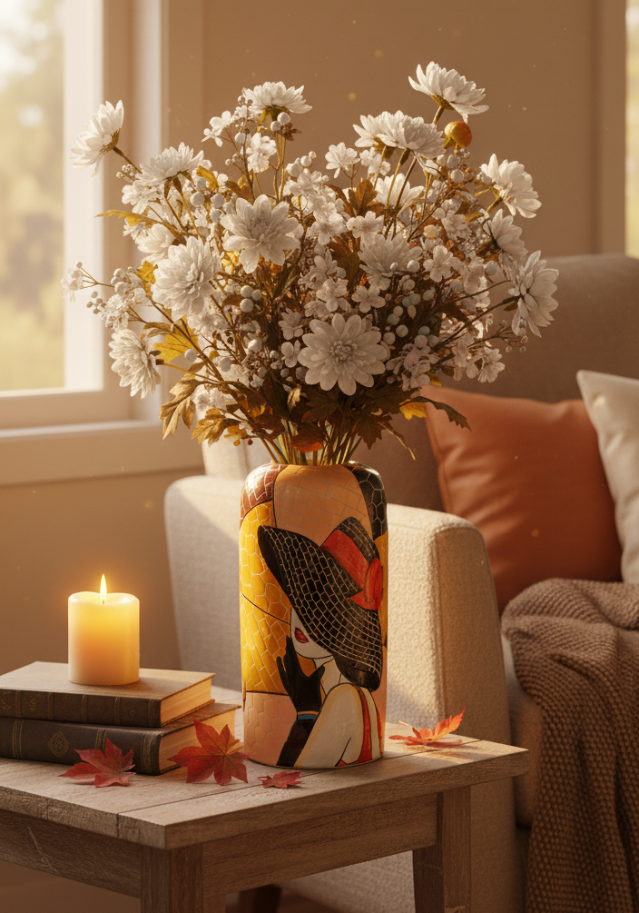 Handmade Mosaic Ceramic Vase – Lady Design  – 25 cm (9.8 in) – Home Décor – Heritage T&T Mosaic Collection – Bat Trang Vietnam