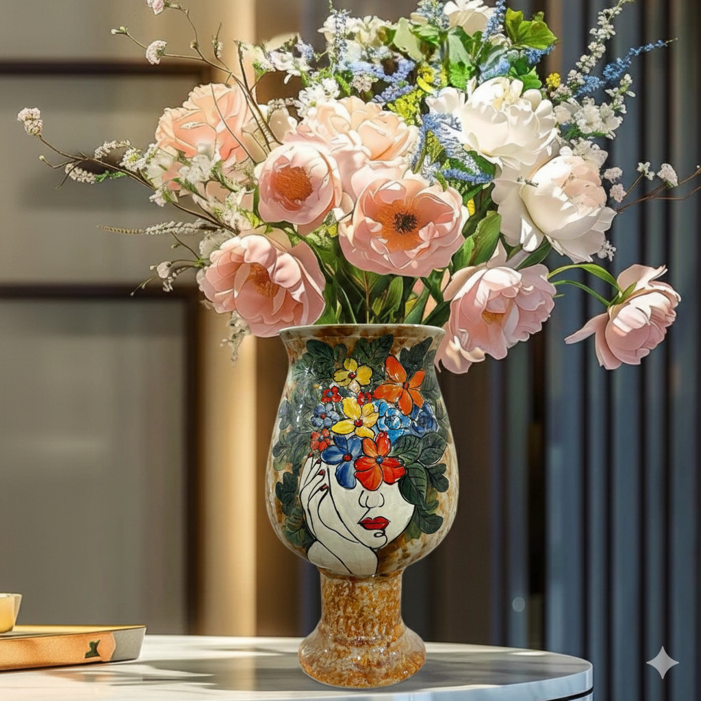 Handmade Mosaic Ceramic Vase – Lady Design  – 26 cm (10.2 in) – Home Décor – Heritage T&T Mosaic Collection – Bat Trang Vietnam