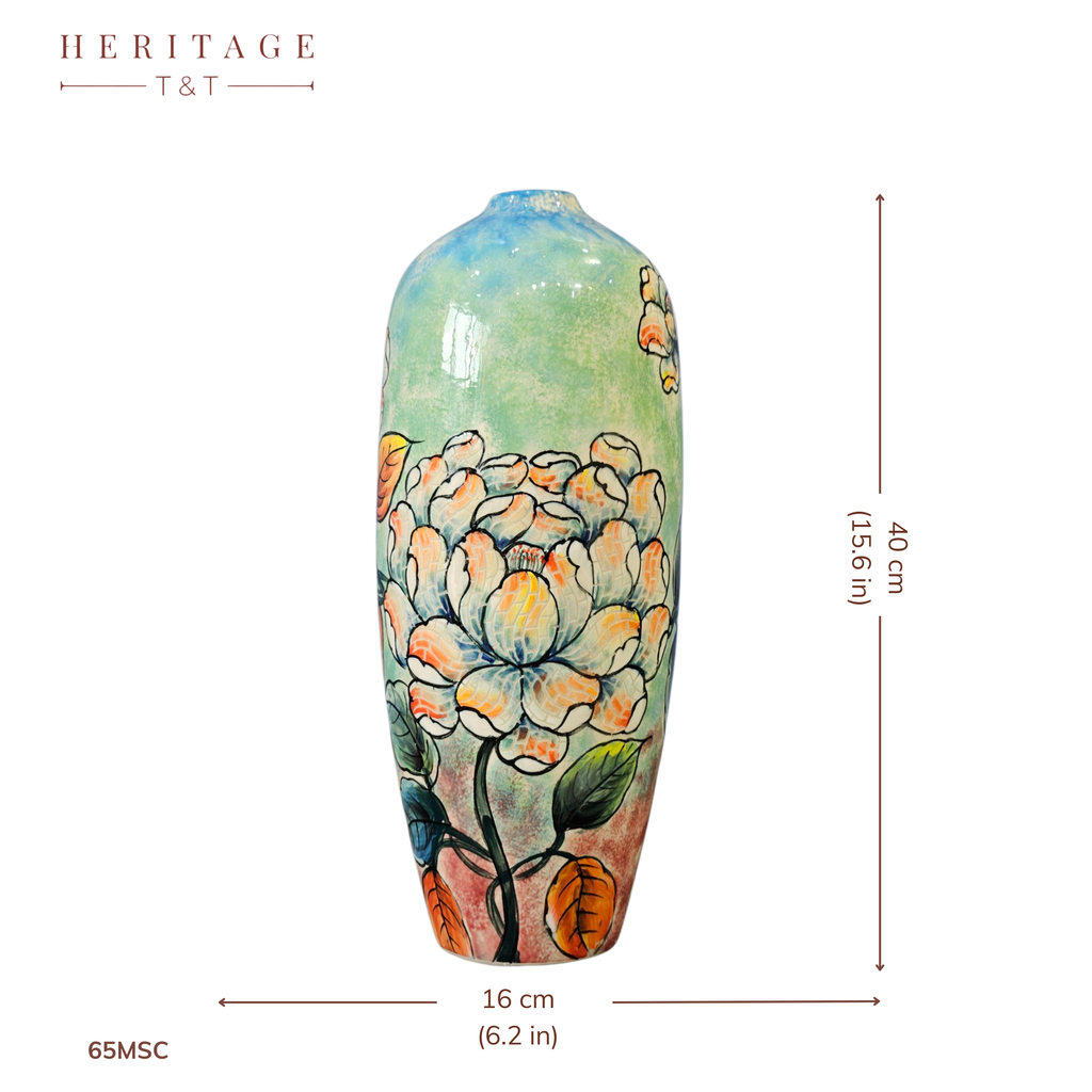 Handmade Mosaic Ceramic Vase – Artisan Design  – 40 cm (15.7 in) – Home Décor – Heritage T&T 3D Collection – Bat Trang Vietnam . test