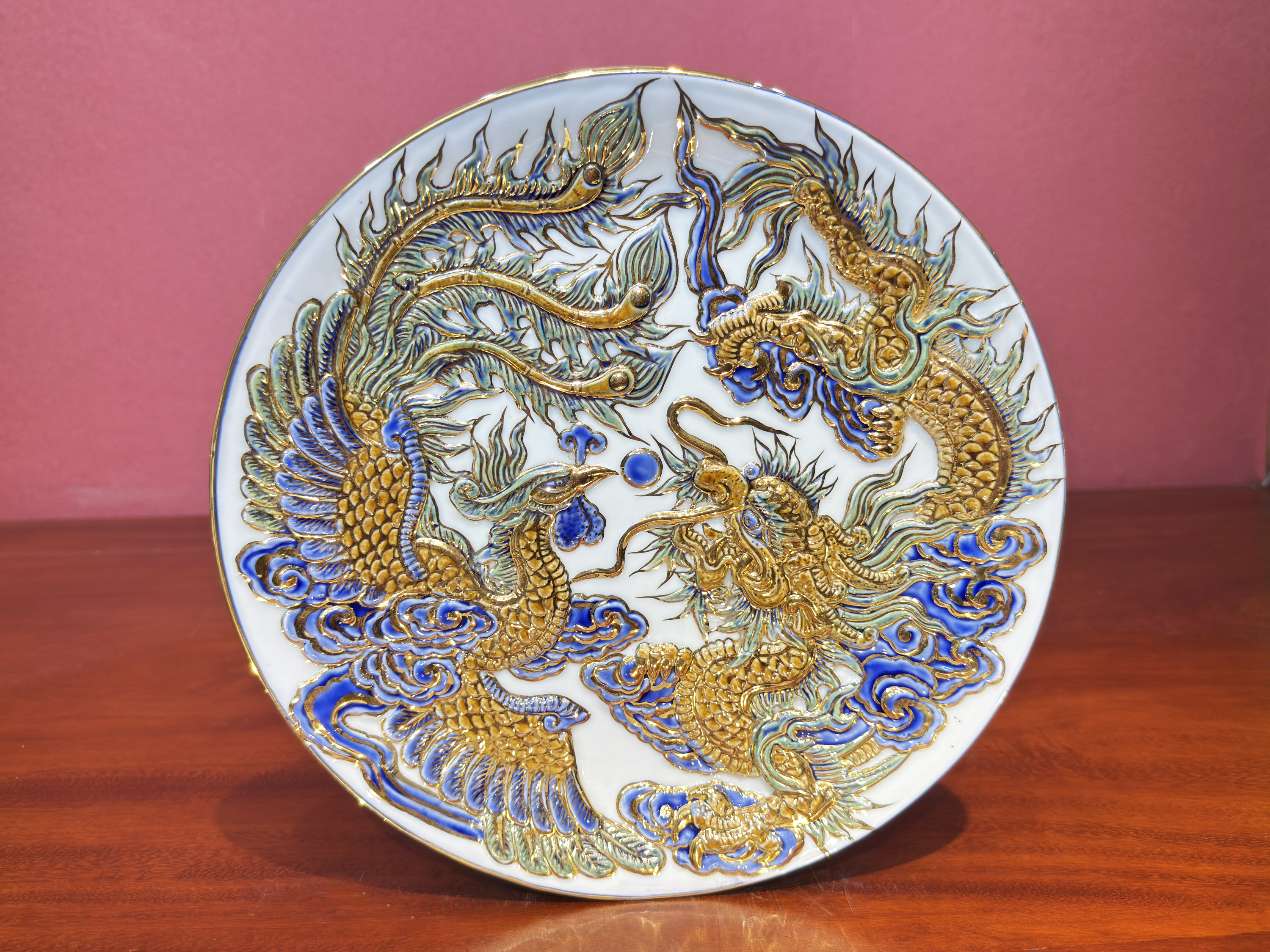 Heritage T&T Pedestal Offering Plate Altar Tâm An – 1 Pc – Bat Trang Handmade Vietnam