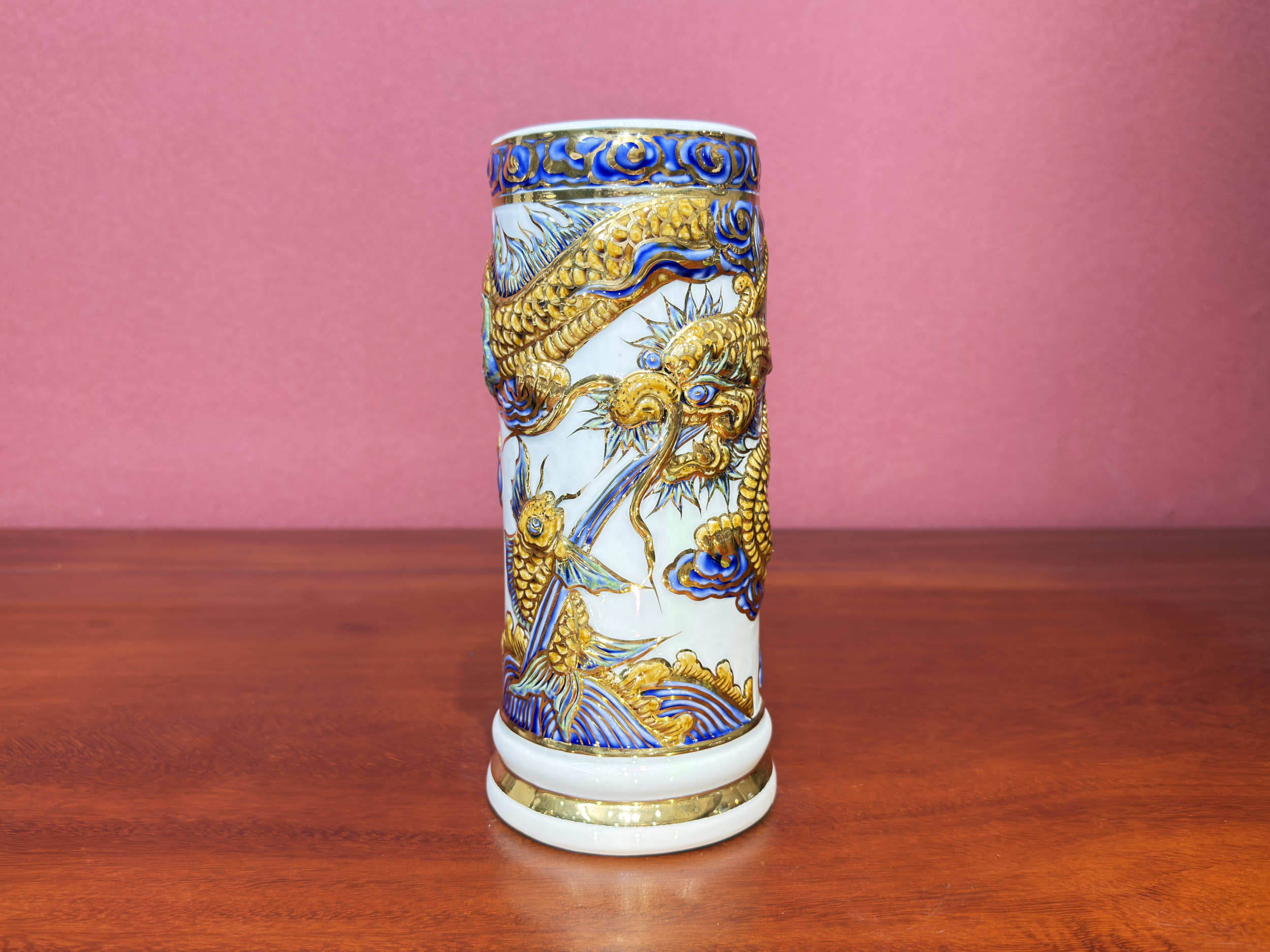 Heritage T&T Ceramic Incense Holder Tube Altar Tâm An  – 1 Pc – Bat Trang Handmade Vietnam