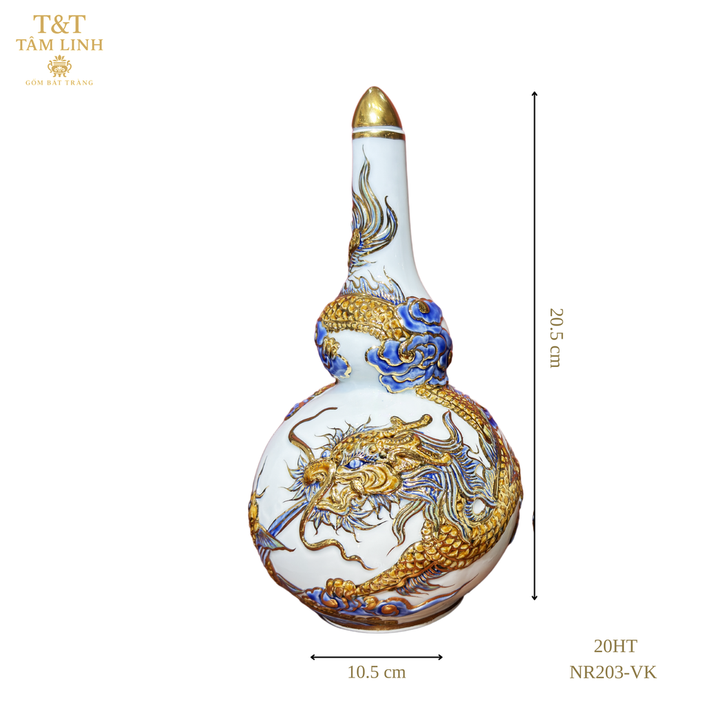 Heritage T&T Double Gourd Wine Vessel Altar Tâm An – 1 Pc – Bat Trang Handmade Vietnam