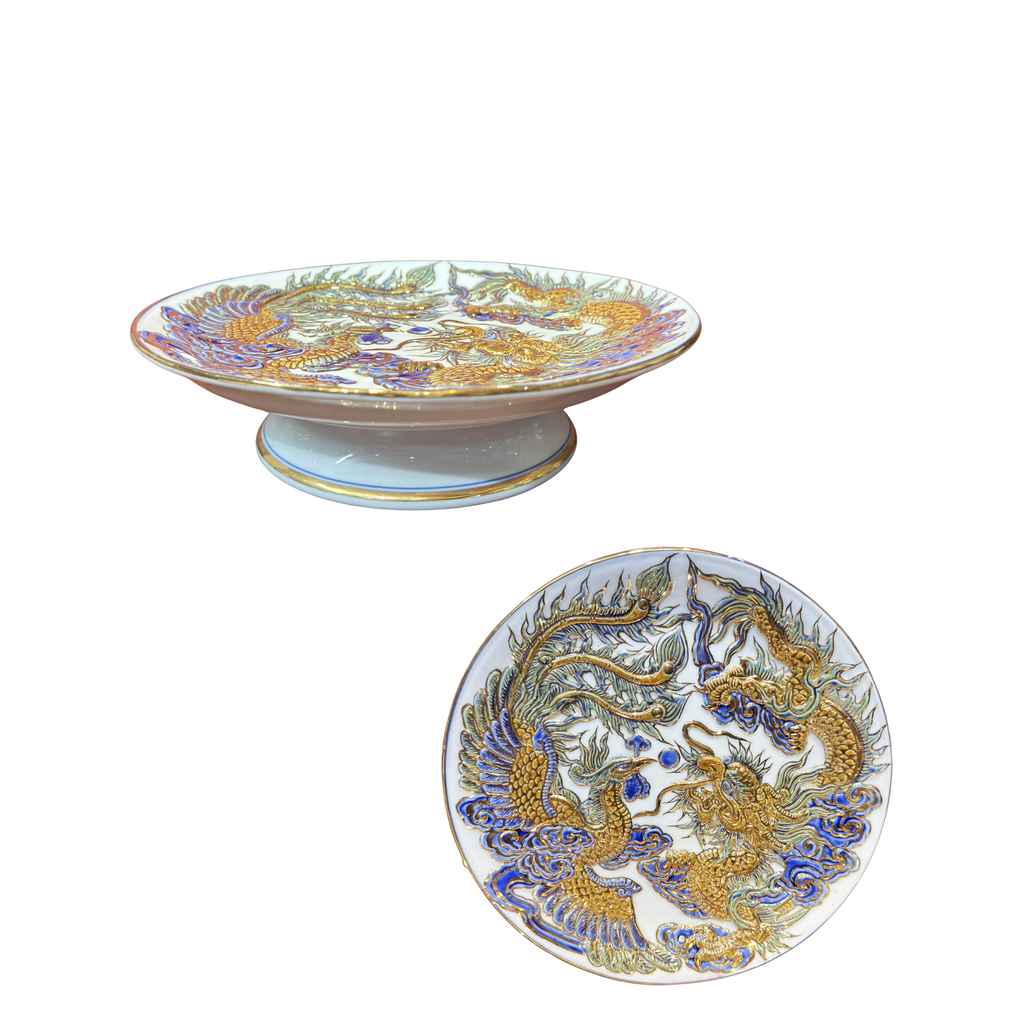 Heritage T&T Pedestal Offering Plate – Tâm An Collection – Handmade Bat Trang
