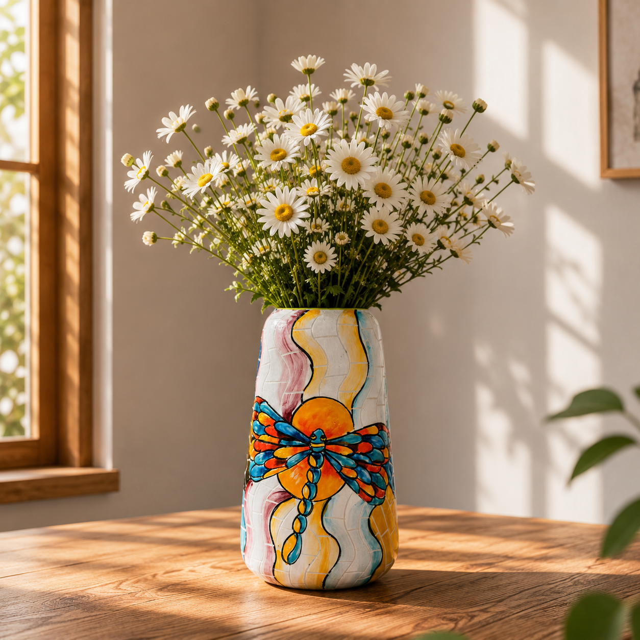 Handmade Mosaic Ceramic Vase – Dragonfly Design  – 26 cm (10.2 in) – Home Décor – Heritage T&T Mosaic Collection – Bat Trang Vietnam