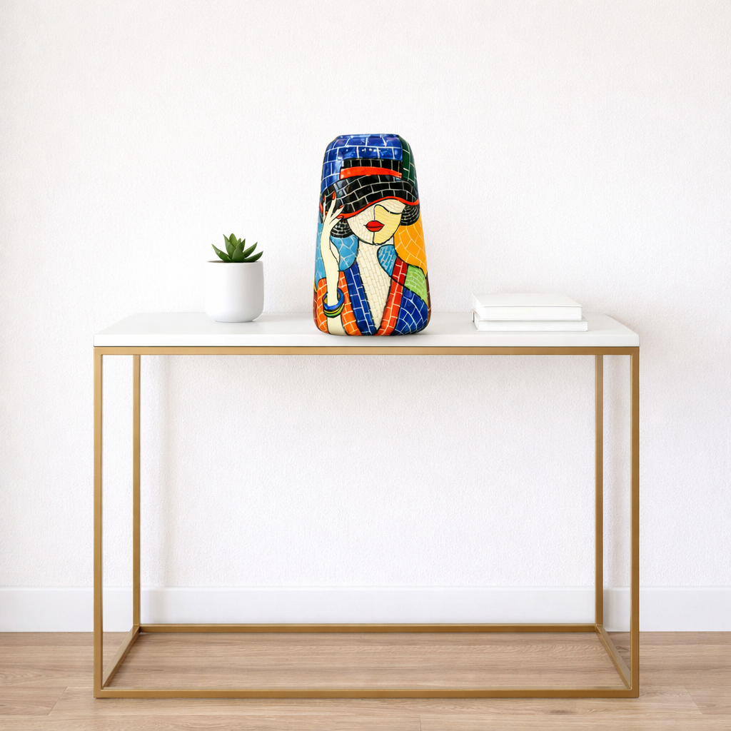 Handmade Mosaic Ceramic Vase – Lady Design  – 30 cm (11.8 in) – Home Décor – Heritage T&T Mosaic Collection – Bat Trang Vietnam