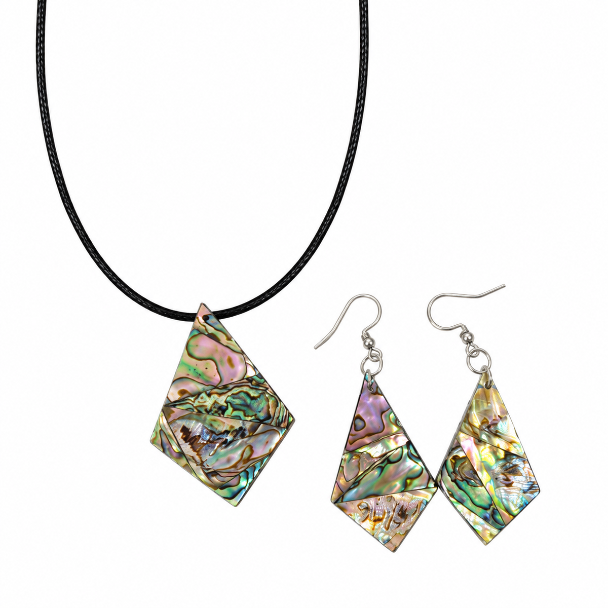 Abalone Necklace & Earrings Set, Mother of Pearl Jewelry, Bridesmaid Jewelry, Natural Shell Statement Set