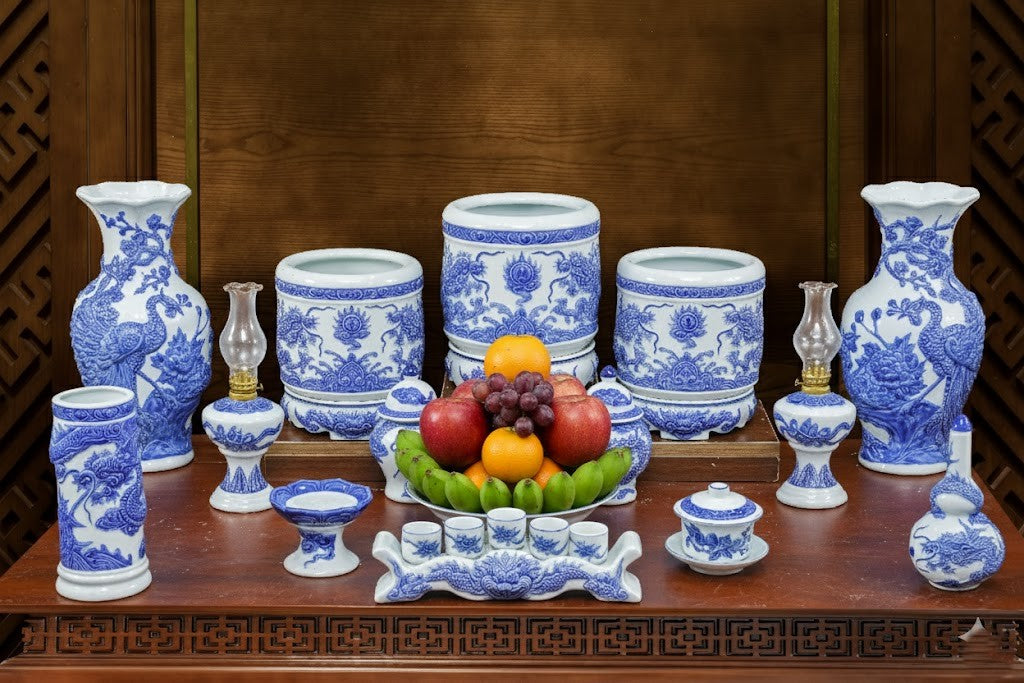 Heritage T&T Ceramic Incense Holder Tube Altar Tâm An  – 1 Pc – Bat Trang Handmade Vietnam