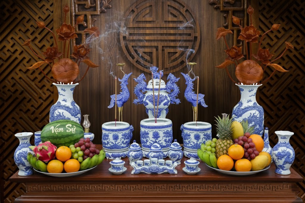 Heritage T&T Tall Dragon Prosperity Vase Tâm An  – 1 Pair – Bat Trang Handmade Vietnam