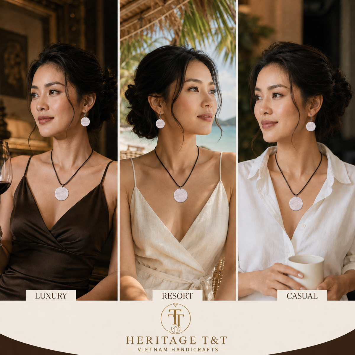 Natural Shell Statement Necklace Earrings Set – Abalone  Mother of Pearl – Heritage TT