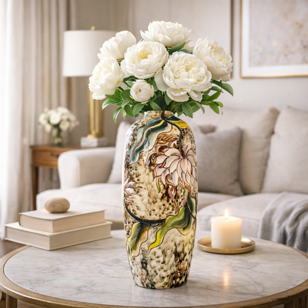 Handmade Mosaic Ceramic Vase – Artisan Design  – 40 cm (15.7 in) – Home Décor – Heritage T&T 3D Collection – Bat Trang Vietnam