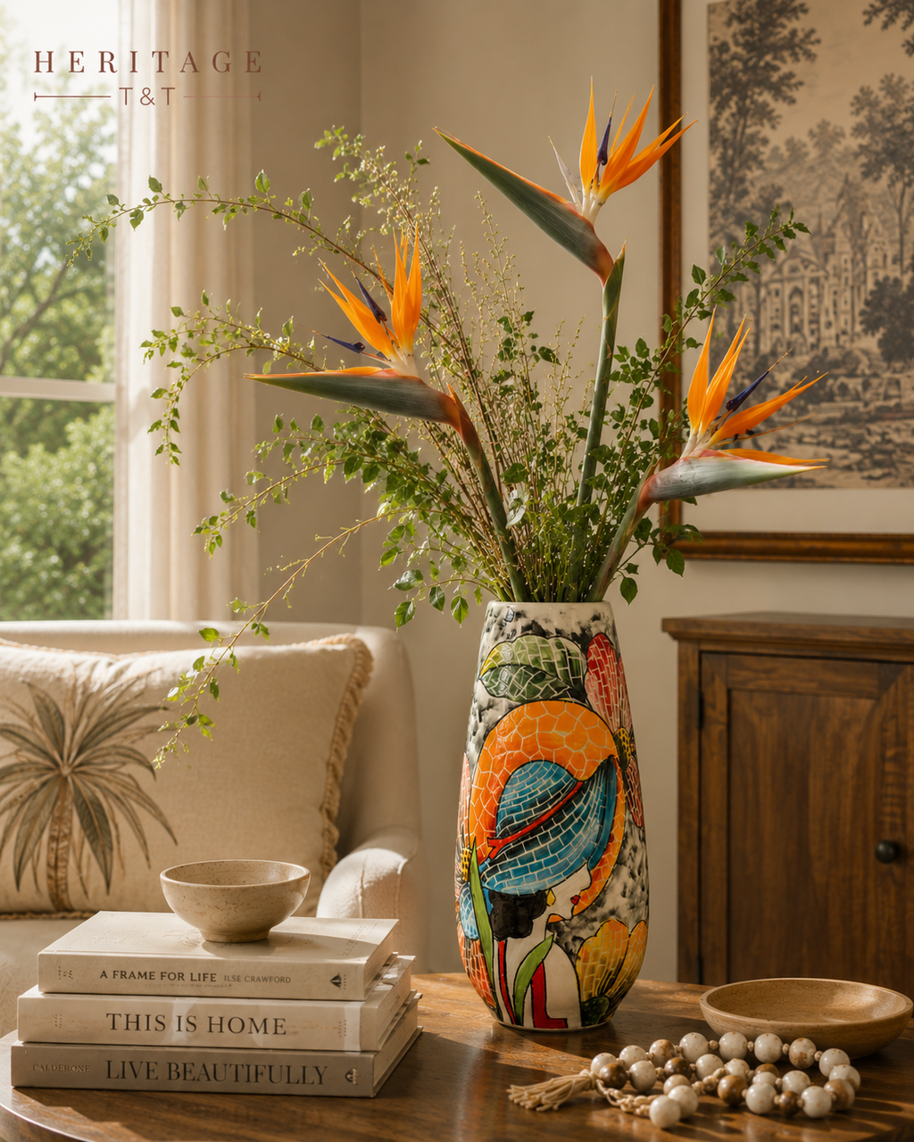 Handmade Mosaic Ceramic Vase – Lady Design  – 29 cm (11.4 in) – Home Décor – Heritage T&T Mosaic Collection – Bat Trang Vietnam