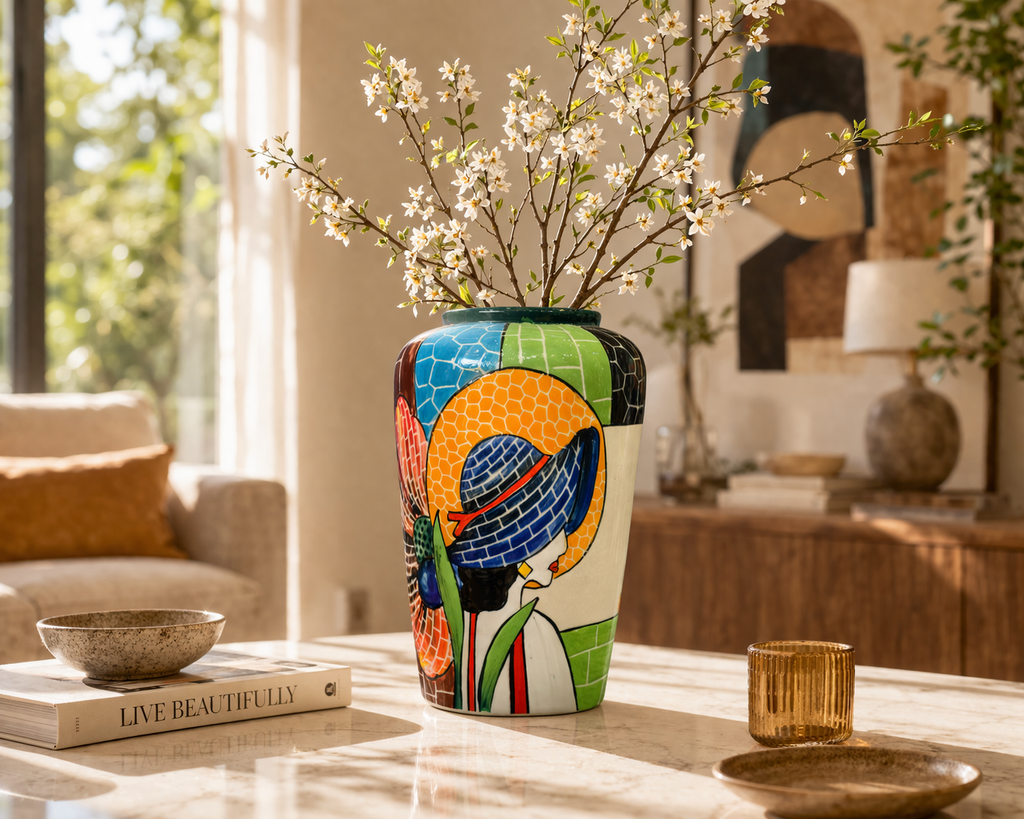 Handmade Mosaic Ceramic Vase – Lady Design  – 28 cm (11 in) – Home Décor – Heritage T&T Mosaic Collection – Bat Trang Vietnam