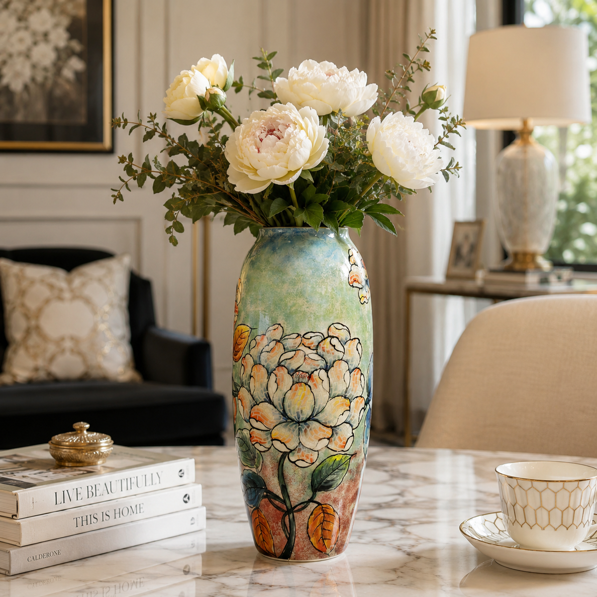 Handmade Mosaic Ceramic Vase – Artisan Design  – 40 cm (15.7 in) – Home Décor – Heritage T&T 3D Collection – Bat Trang Vietnam . test