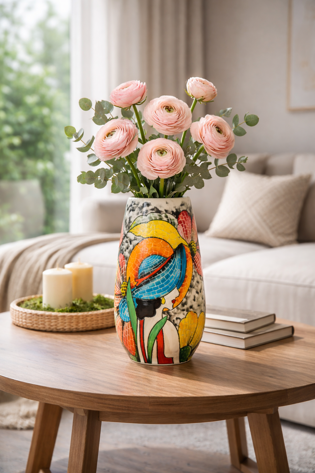 Handmade Mosaic Ceramic Vase – Lady Design  – 29 cm (11.4 in) – Home Décor – Heritage T&T Mosaic Collection – Bat Trang Vietnam